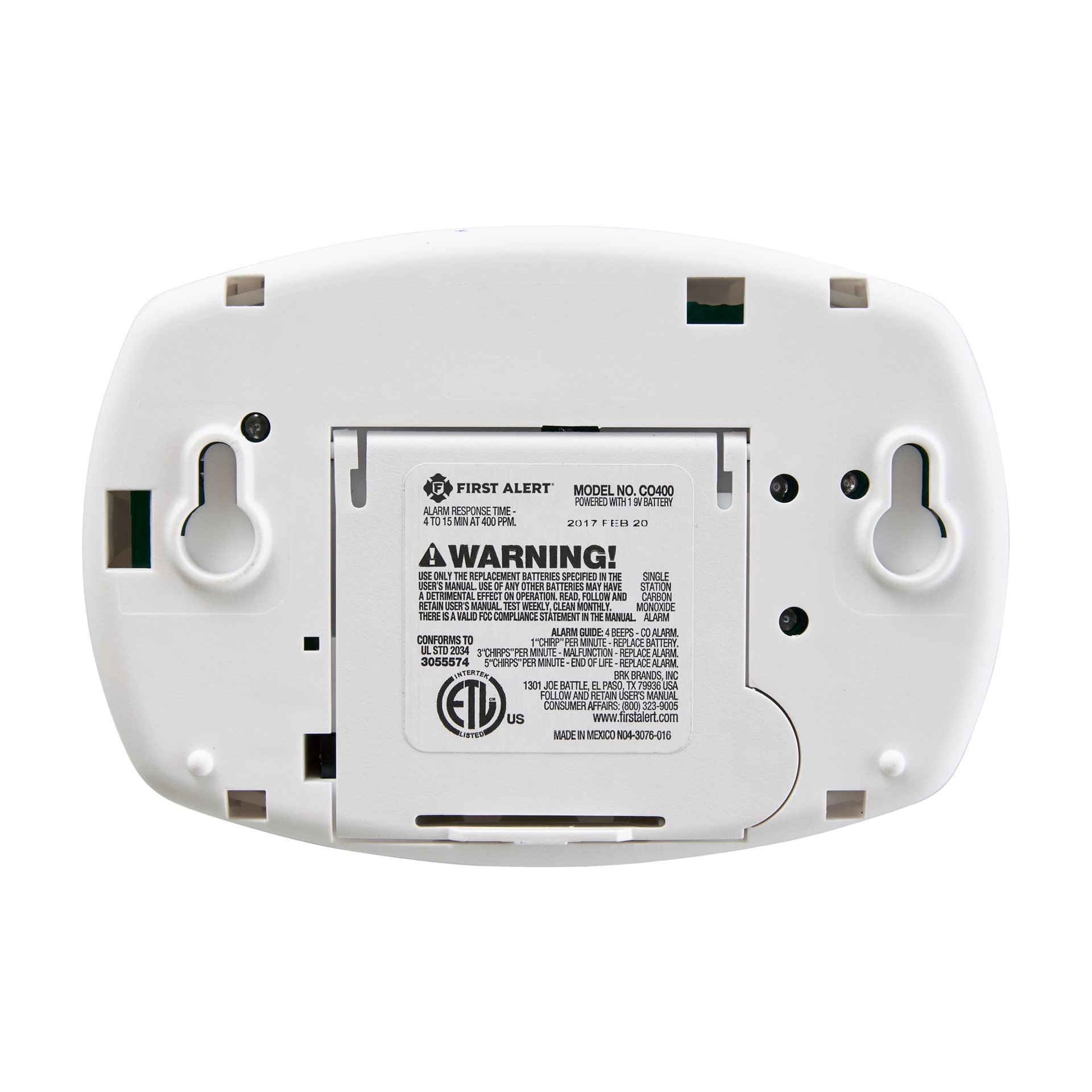 slide 5 of 6, First Alert Battery-operated Carbon Monoxide Detector, 1 ct
