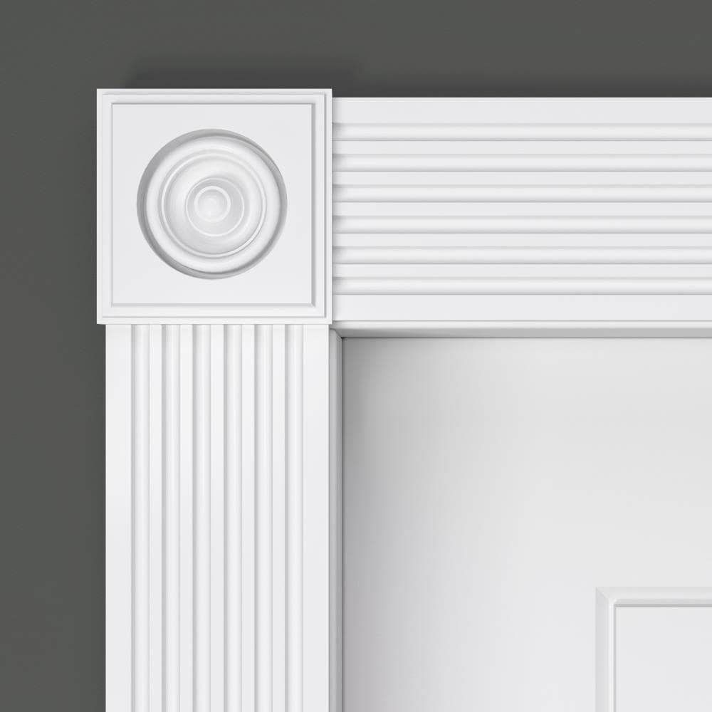 slide 2 of 5, Ornamental Mouldings 2.75-in x 2.75-in Primed White hardwood Square Bullseye Rosette, 1 ct