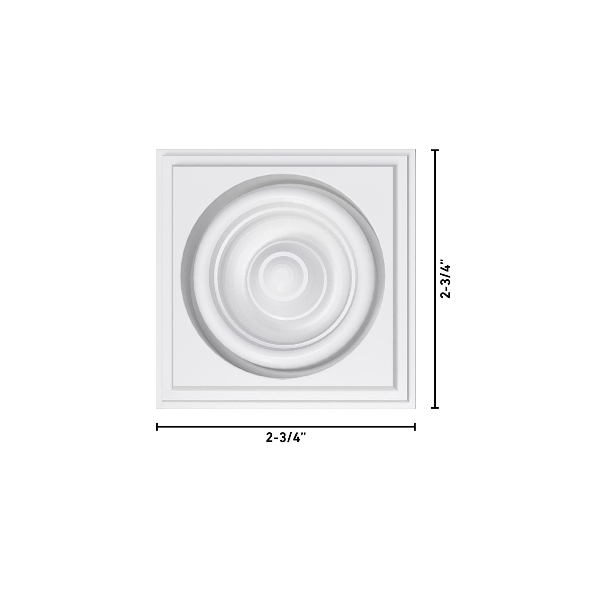 slide 3 of 5, Ornamental Mouldings 2.75-in x 2.75-in Primed White hardwood Square Bullseye Rosette, 1 ct