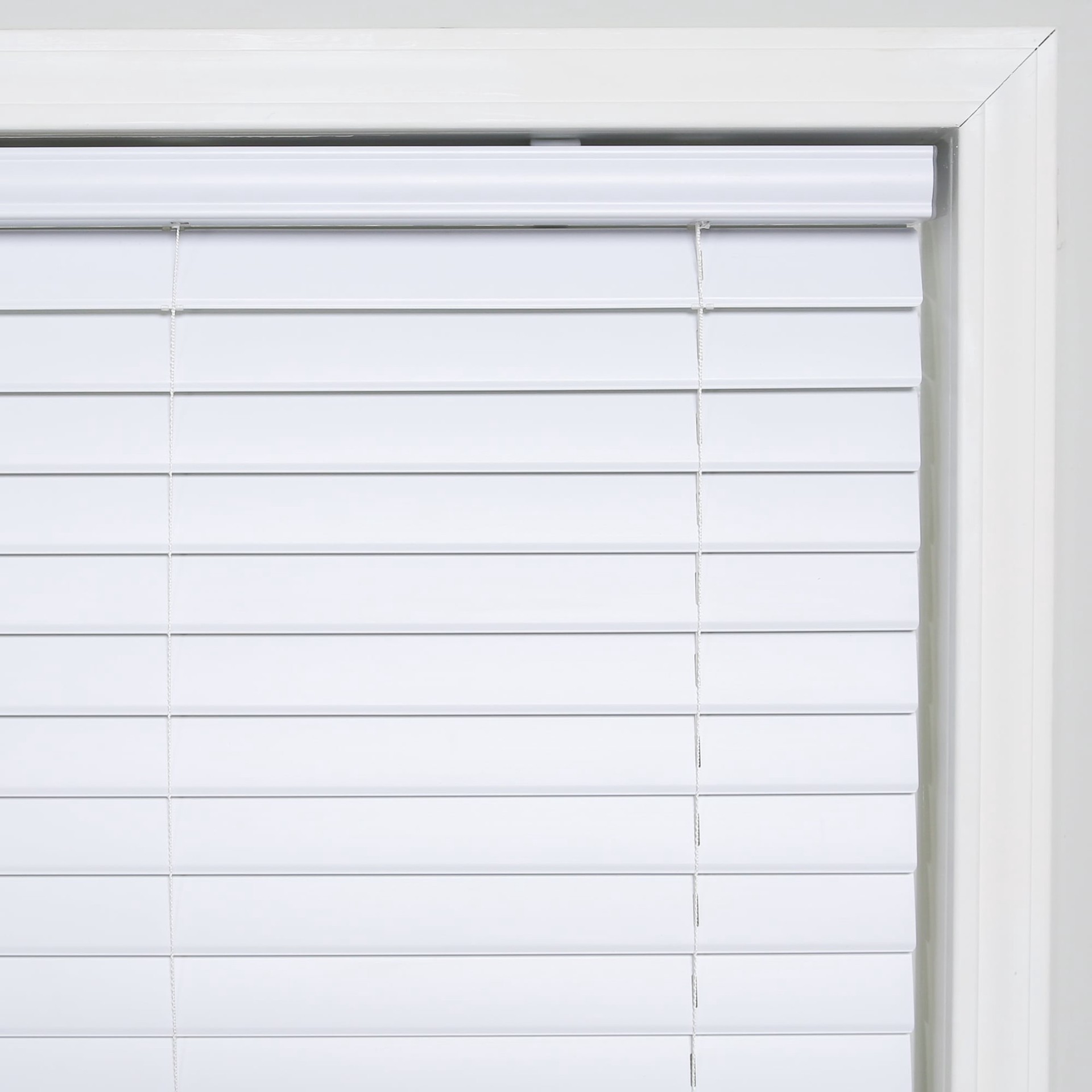 slide 2 of 6, Project Source Premium 2-in Slat Width 31-in x 64-in Cordless White Vinyl Room darkening Horizontal blinds, 1 ct