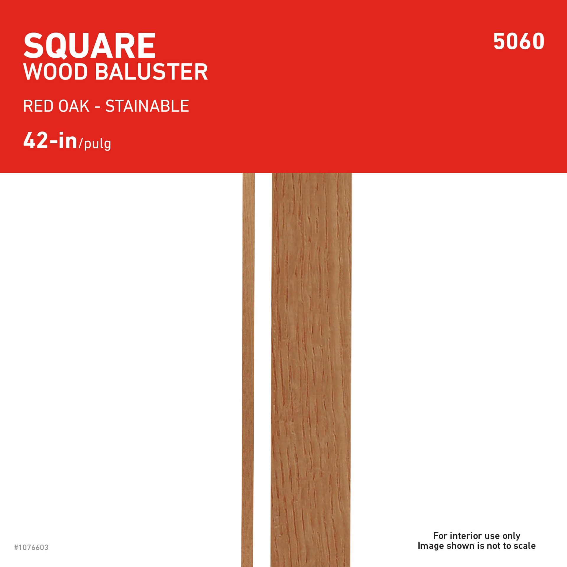 slide 3 of 5, L.J. Smith Stair Systems 42-in x 1.25-in Unfinished Red oak Square top Flat Stair Baluster, 1 ct