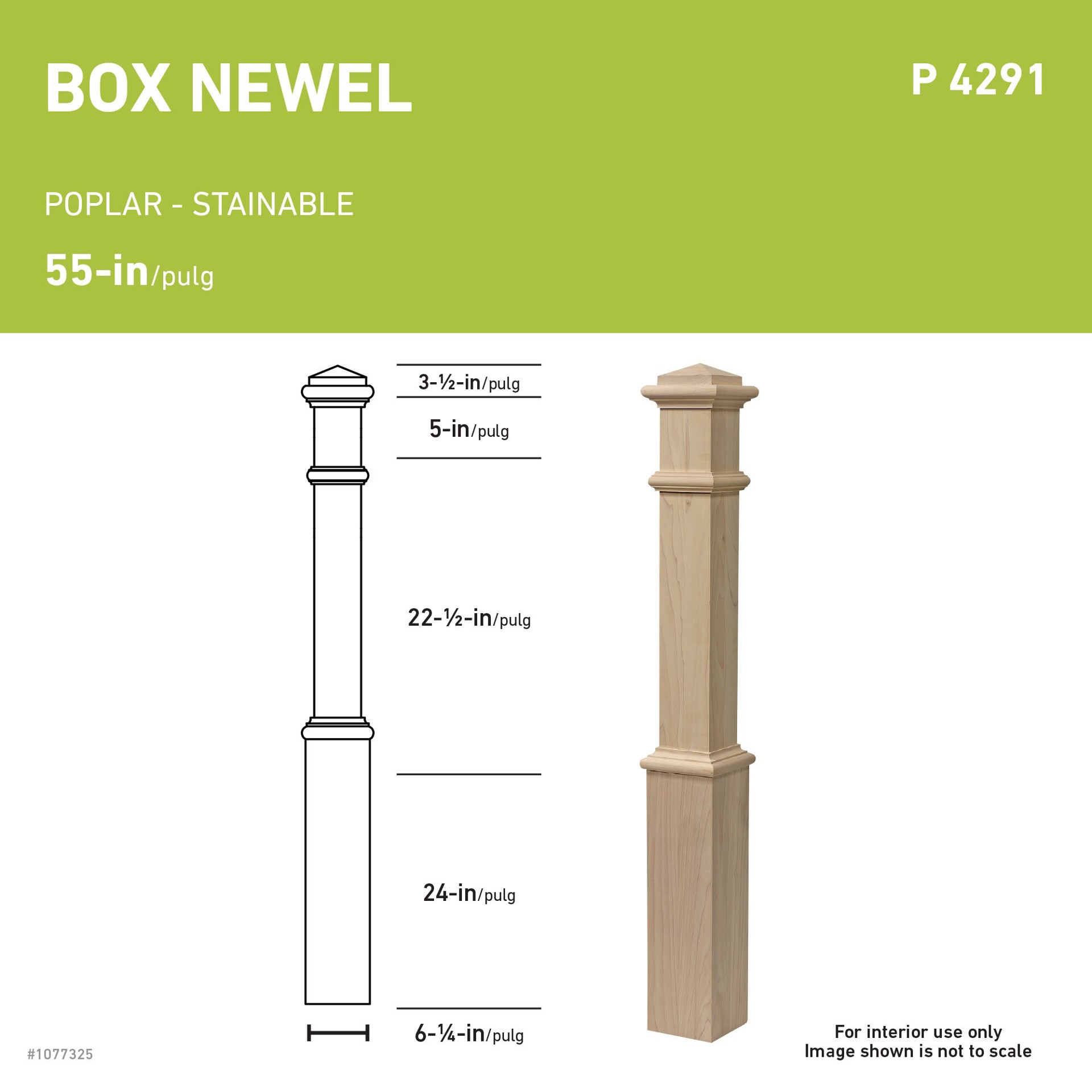 slide 3 of 4, L.J. Smith Stair Systems 55-in x 6.25-in Unfinished Poplar Craftsman Starting Stair Newel Post, 1 ct