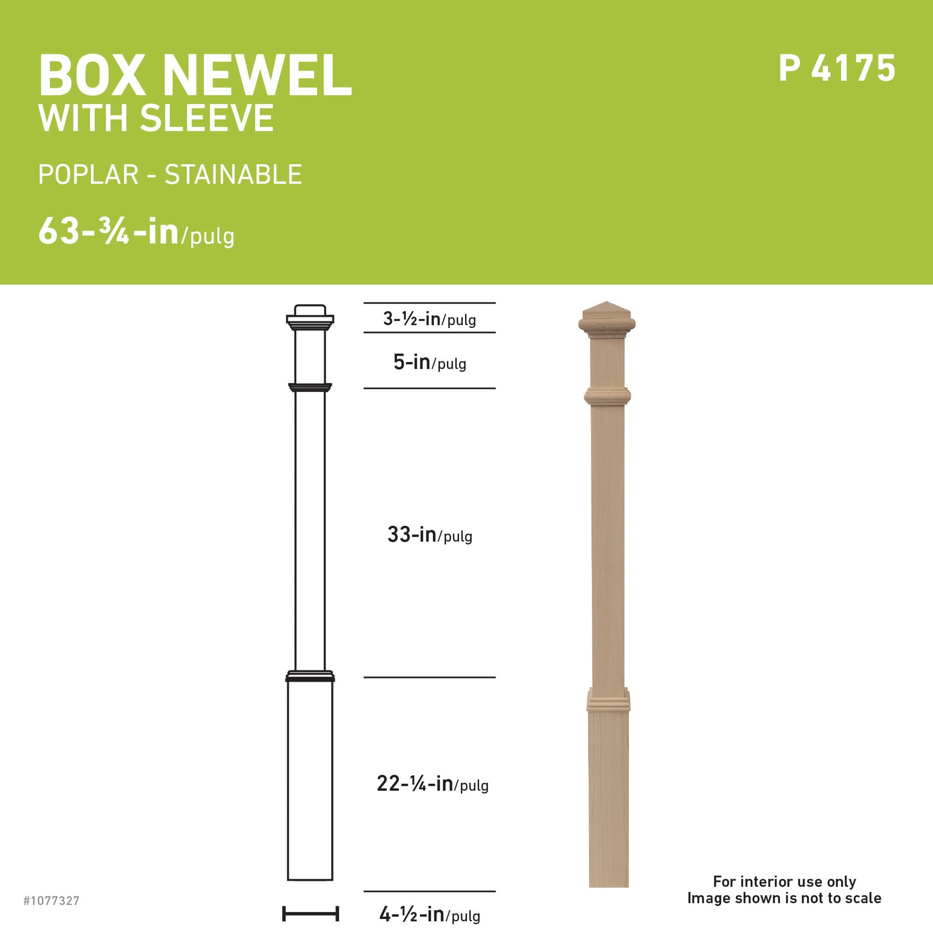 slide 3 of 4, L.J. Smith Stair Systems 63.75-in x 4.5-in Unfinished Poplar Craftsman Starting Stair Newel Post, 1 ct
