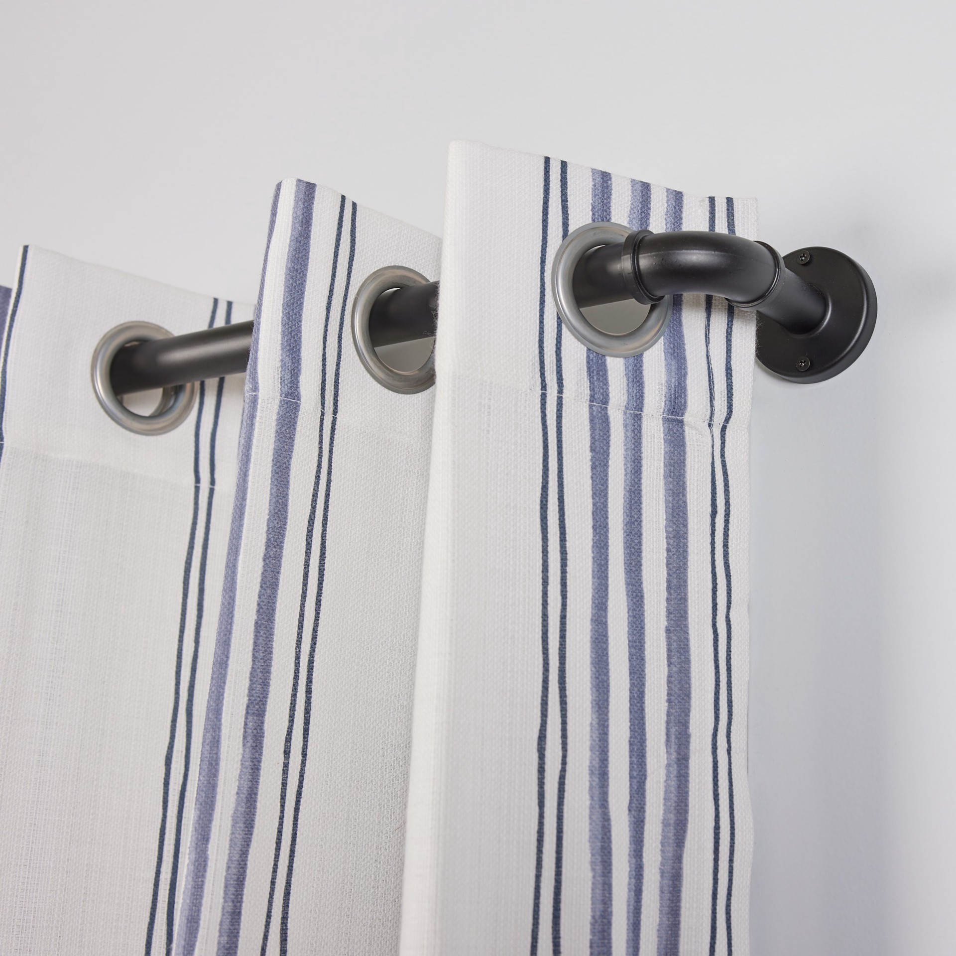 slide 2 of 6, allen + roth 72-in to 144-in Black Steel Single Curtain Rod, 1 ct