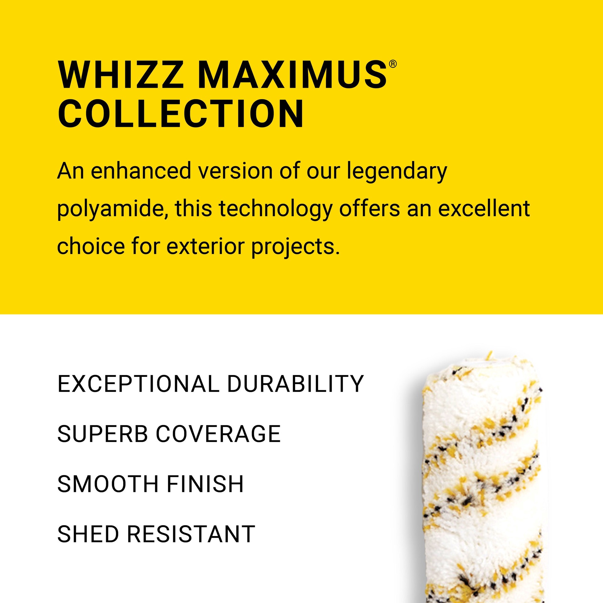 slide 6 of 6, WHIZZ 3 -Pack 9.0-in x 1/2-in Nap MAXIMUS Siding, Porches, and Walls Standard Woven Paint Roller Cover, 1 ct