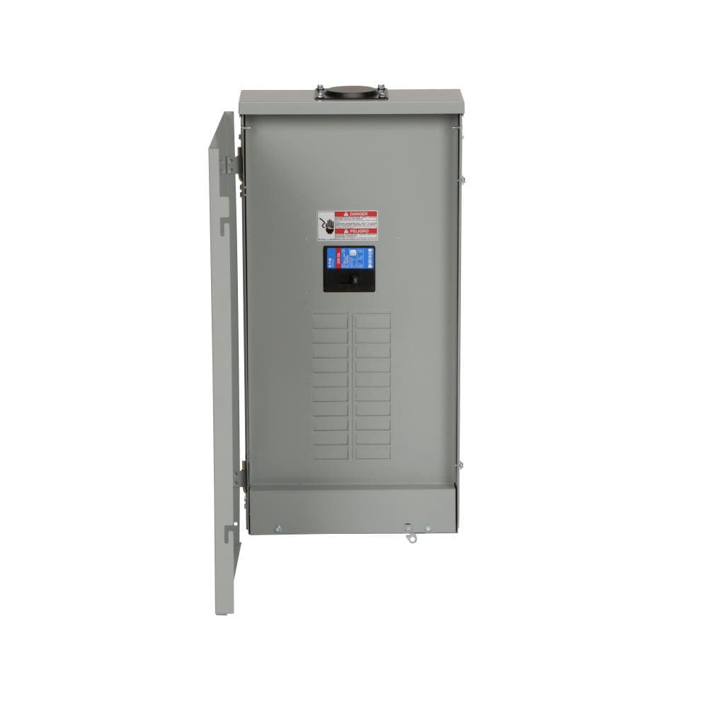 slide 1 of 6, Eaton Type BR 200 -Amp 20 -Spaces 40 -Circuit Outdoor Main Breaker Plug-On Neutral Load Center, 1 ct