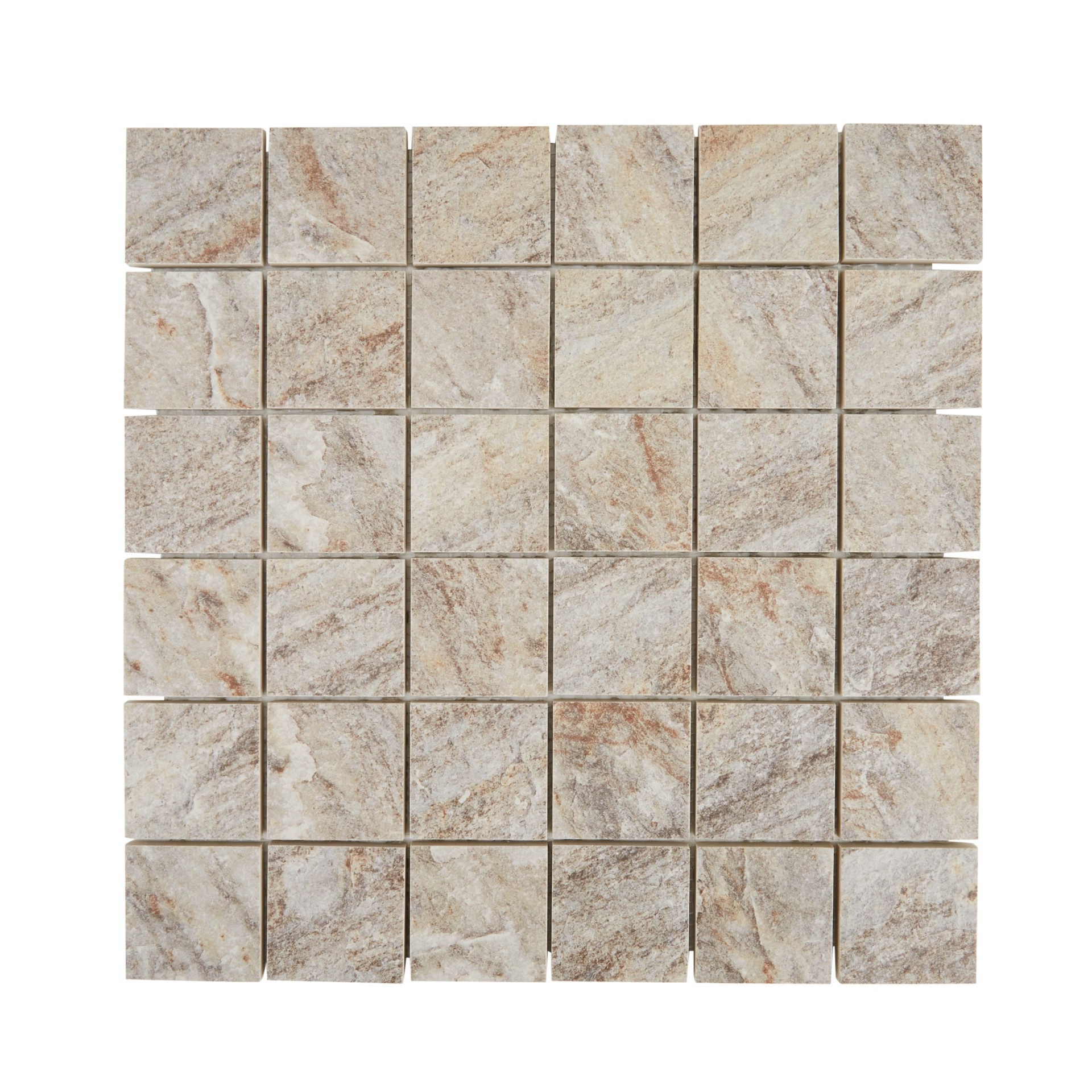 slide 1 of 6, DELLA TORRE Riverdale Sand 12-in x 12-in Matte Porcelain Mosaic Floor and Wall Tile ( 0.95-sq ft Piece ), 1 ct