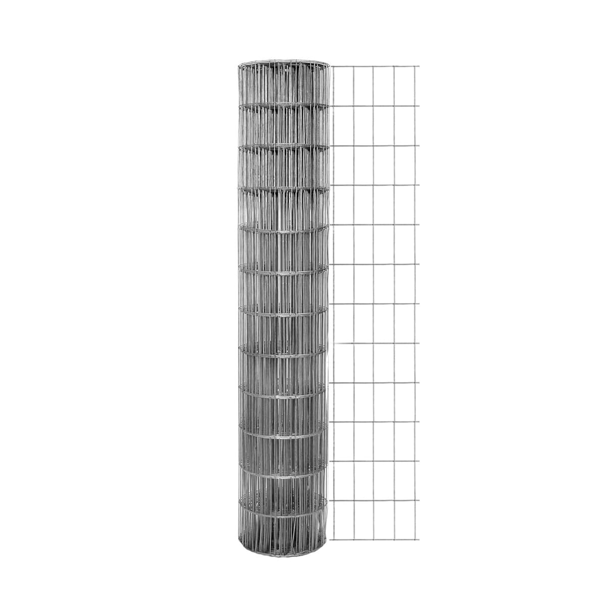 slide 1 of 6, IRONRIDGE 50-ft x 4-ft 14 -Gauge Gray Steel Welded Wire Rolled Fencing 2-in x 4-in - Mesh Size, 1 ct