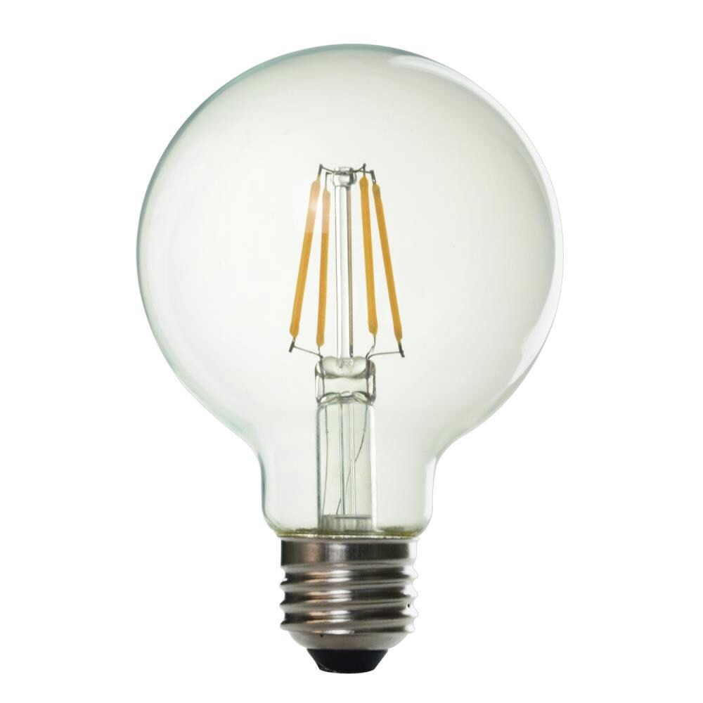 slide 3 of 6, GE Basic 60 -Watt EQ G25 Soft white Dimmable LED Decorative Light Bulb 4 -Pack, 1 ct