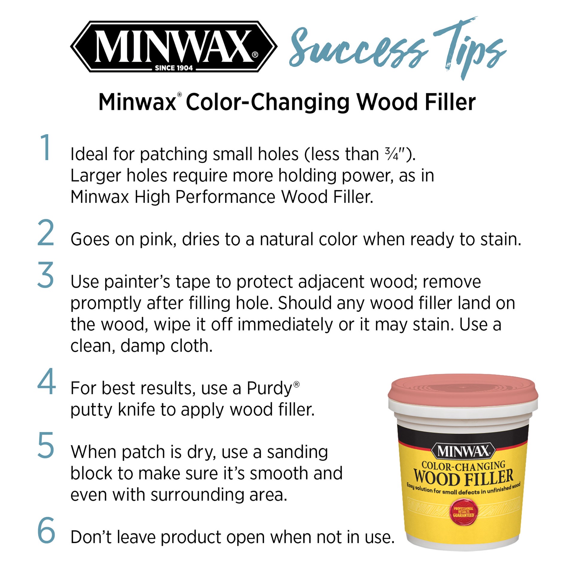 slide 3 of 6, Minwax Color-Changing 5.5 Ounce(s) Natural Wood Filler, 1 ct