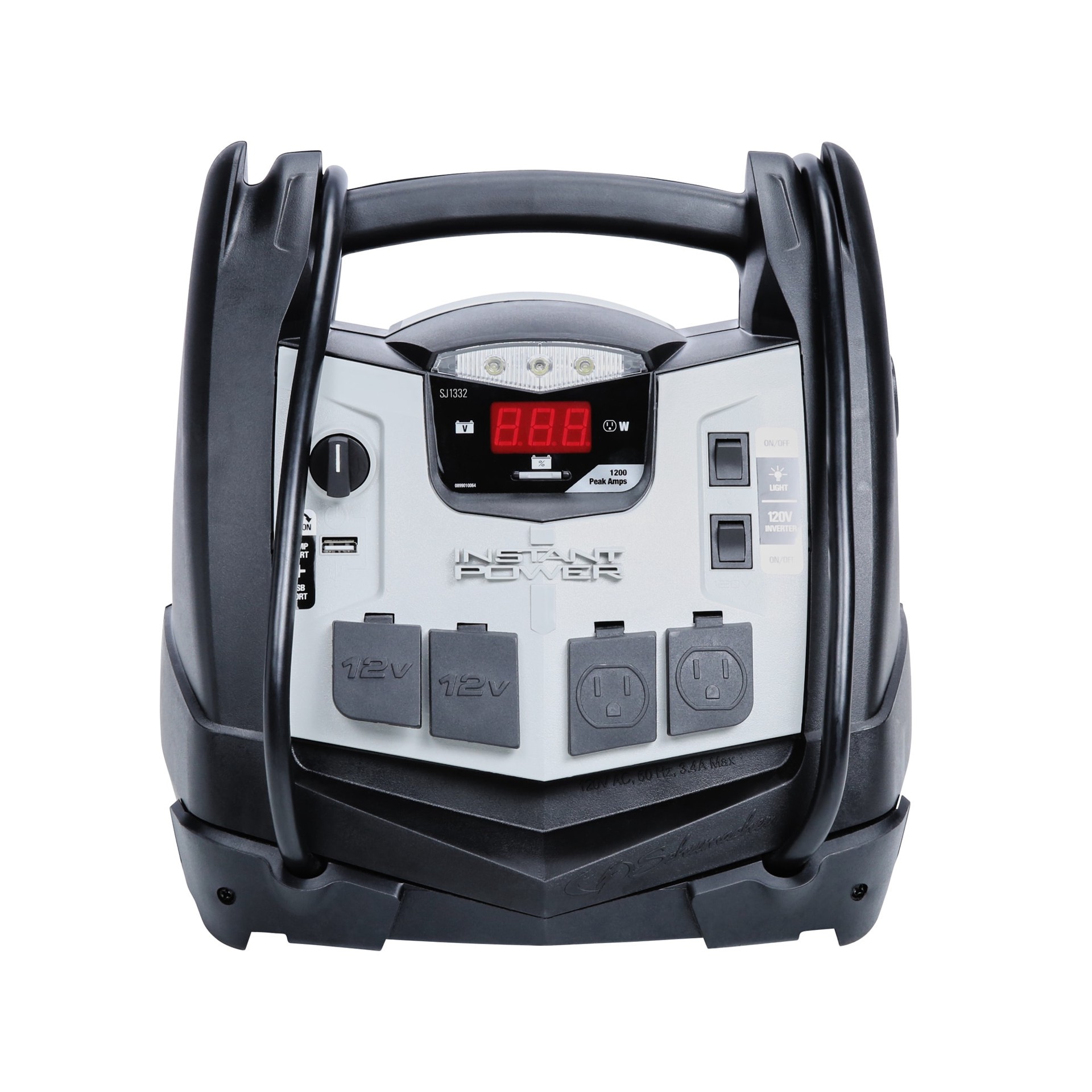 slide 2 of 6, Schumacher Electric 1200 -Amp 12 -Volt Portable Car Battery Jump Starter with Digital Display, 1 ct