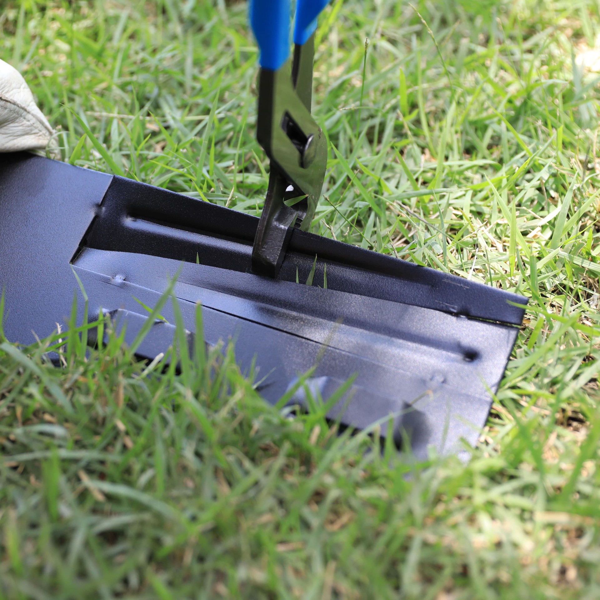 slide 3 of 6, Colmet 4-ft x 4-in The Original Attached-Stake Black Texture Steel Landscape edging section with stakes, 1 ct