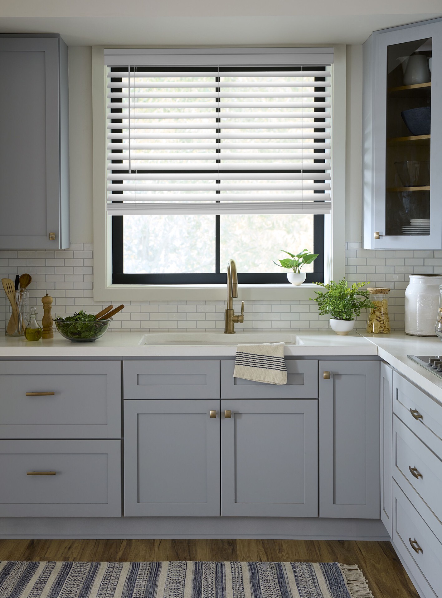 slide 4 of 6, LEVOLOR Trim+Go 2.5-in Slat Width 35-in x 48-in Cordless White Faux Wood Room Darkening Horizontal Blinds, 1 ct