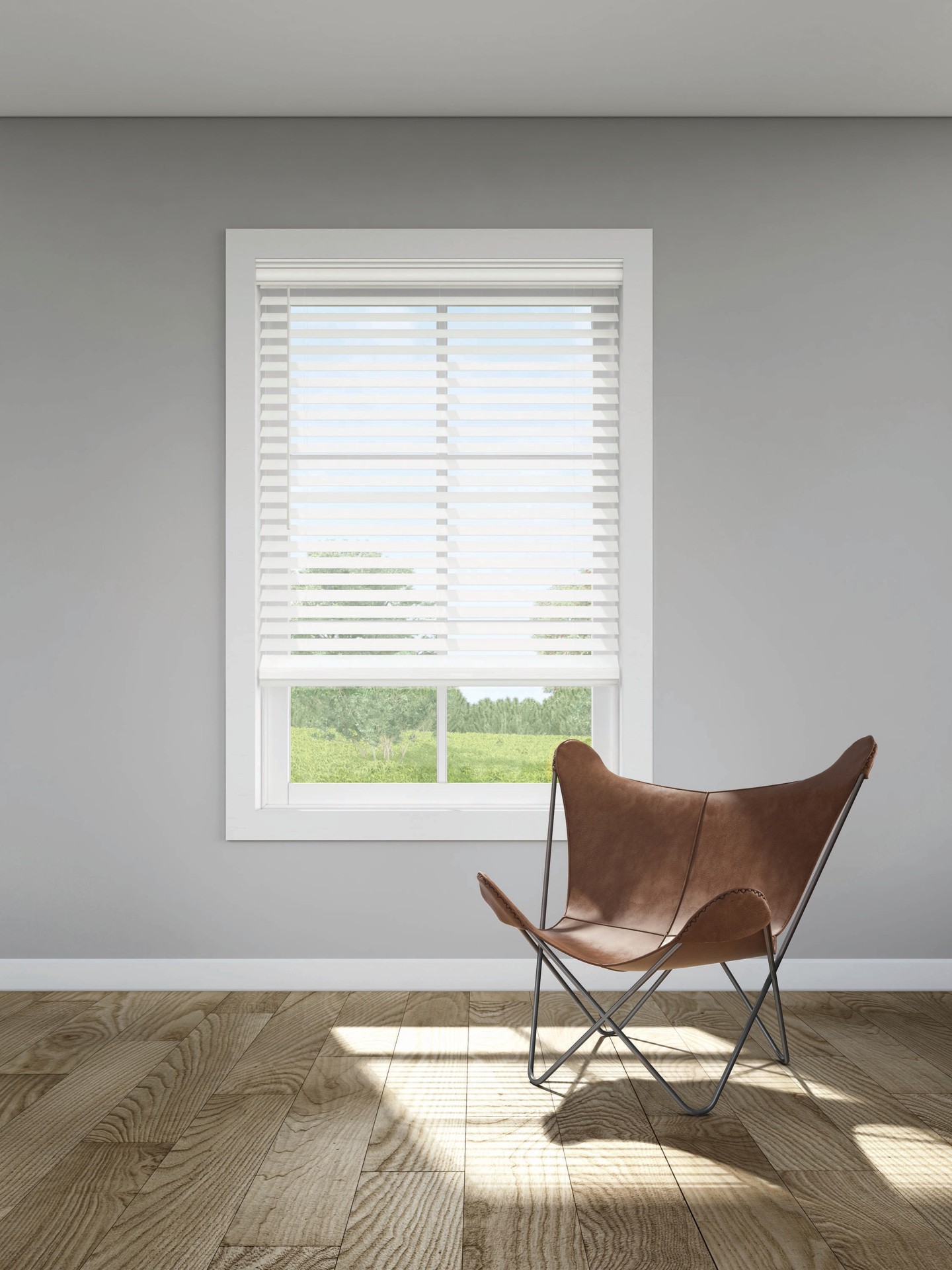 slide 5 of 6, LEVOLOR Trim+Go 2.5-in Slat Width 31-in x 72-in Cordless White Faux Wood Room Darkening Horizontal Blinds, 1 ct
