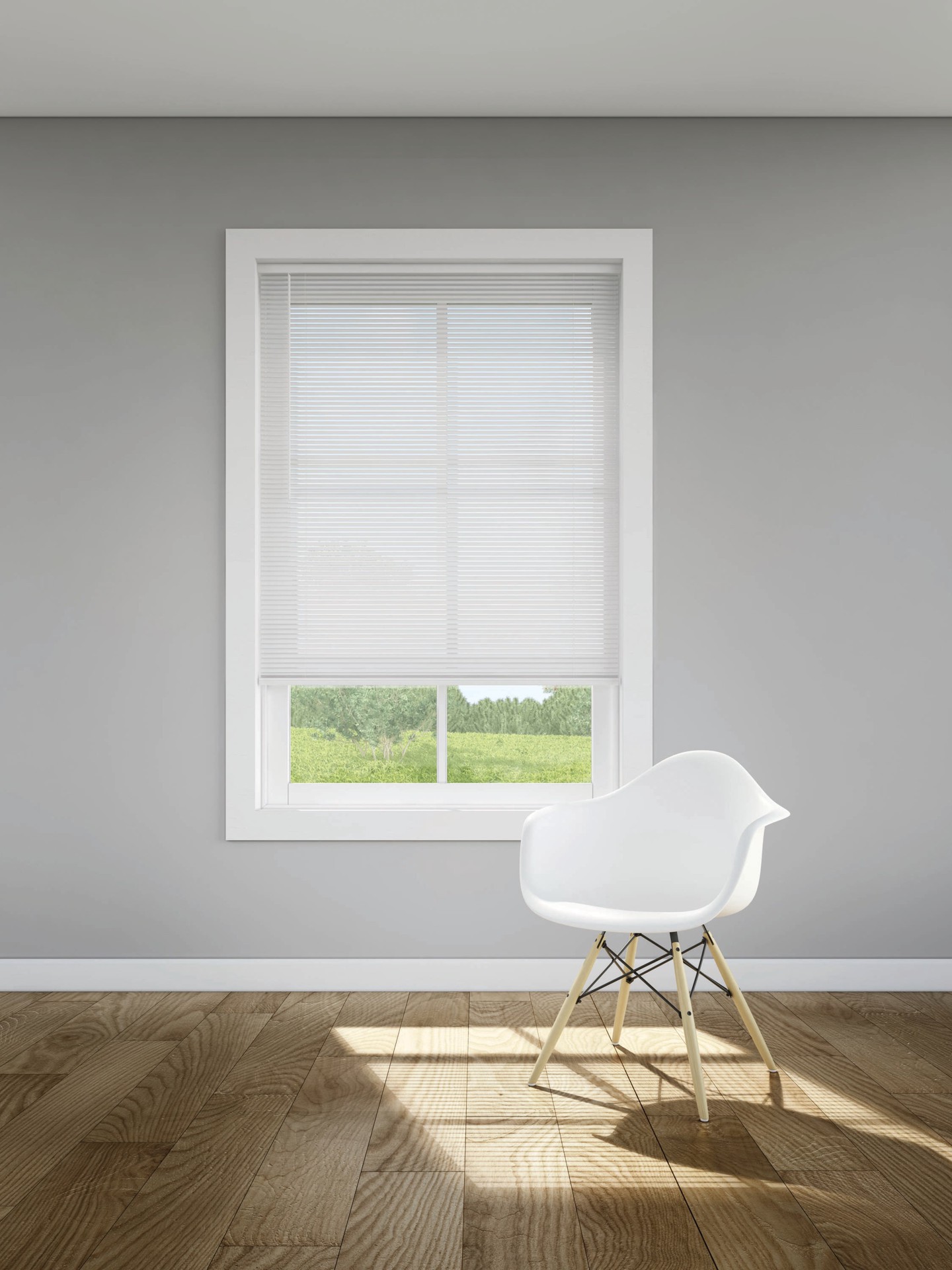 slide 3 of 6, LEVOLOR Trim+Go 1-in Slat Width 60-in x 72-in Cordless White Vinyl Room Darkening Mini-blinds, 1 ct