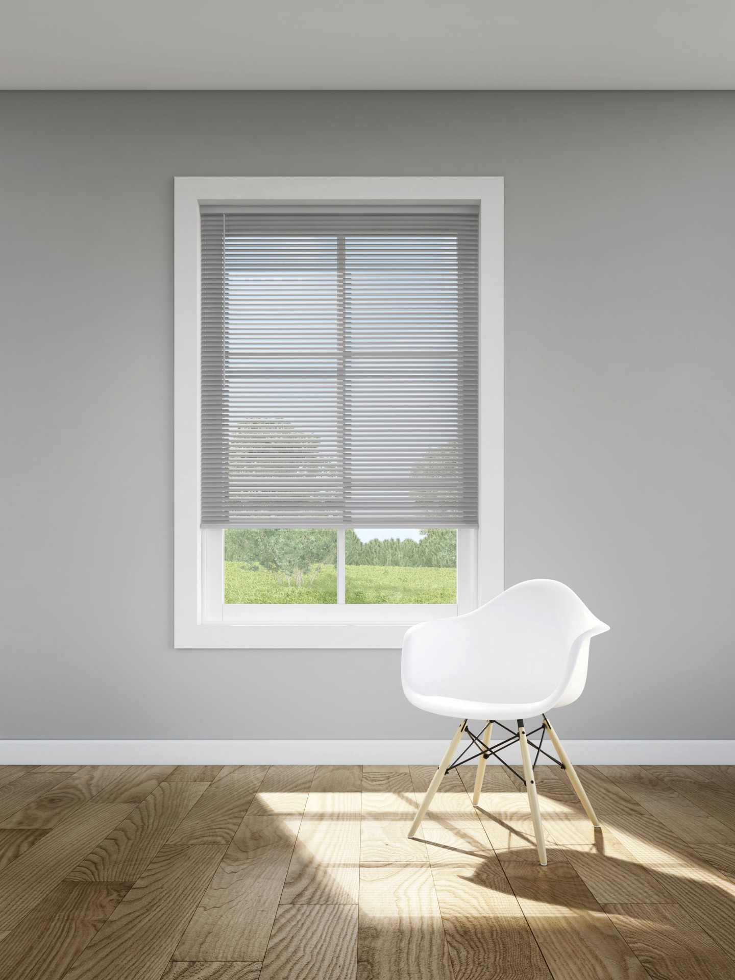 slide 3 of 6, LEVOLOR Trim+Go 1-in Slat Width 31-in x 72-in Cordless Nickel Aluminum Room Darkening Mini-blinds, 1 ct