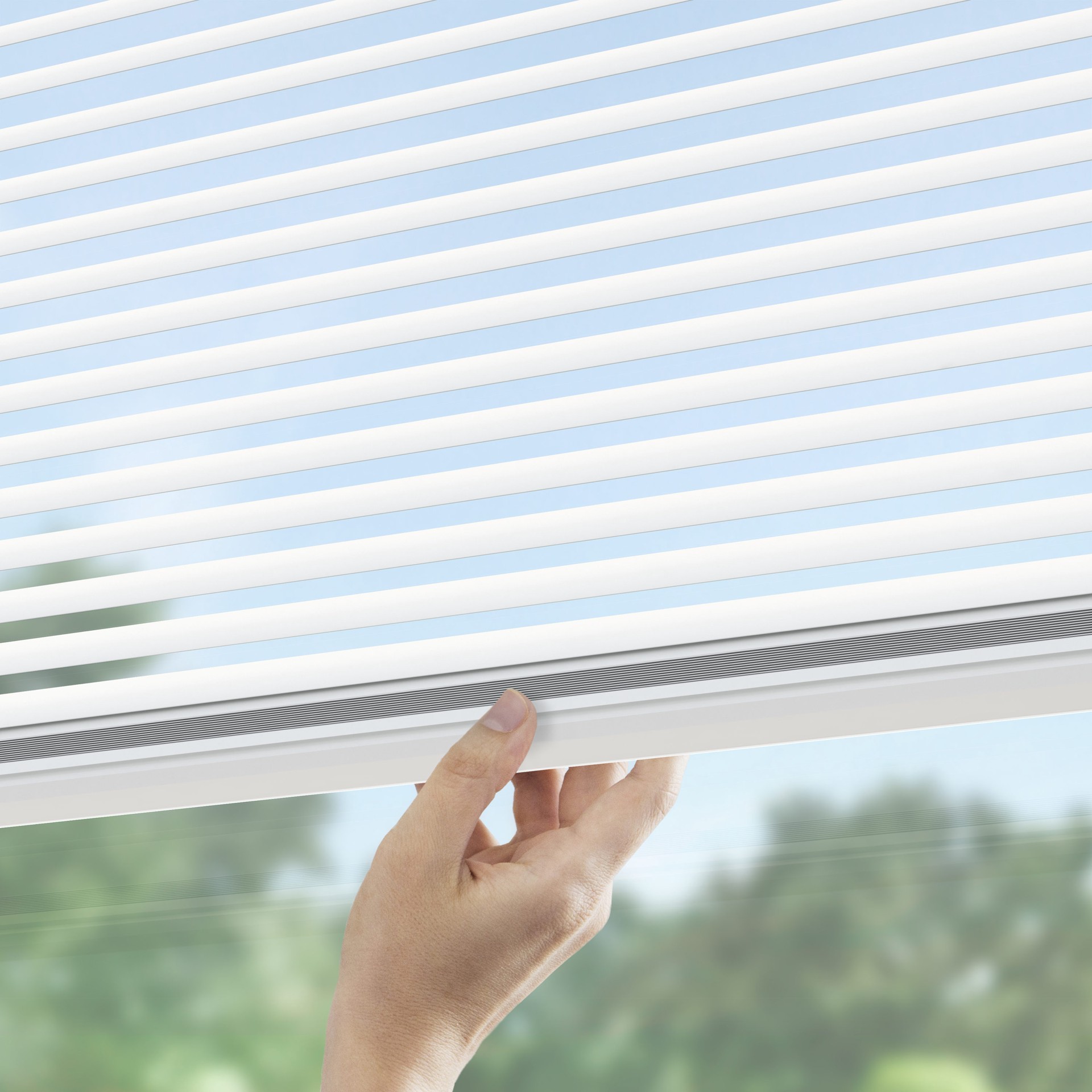 slide 4 of 6, LEVOLOR Trim+Go 1-in Slat Width 27-in x 72-in Cordless White Aluminum Room Darkening Mini-blinds, 1 ct