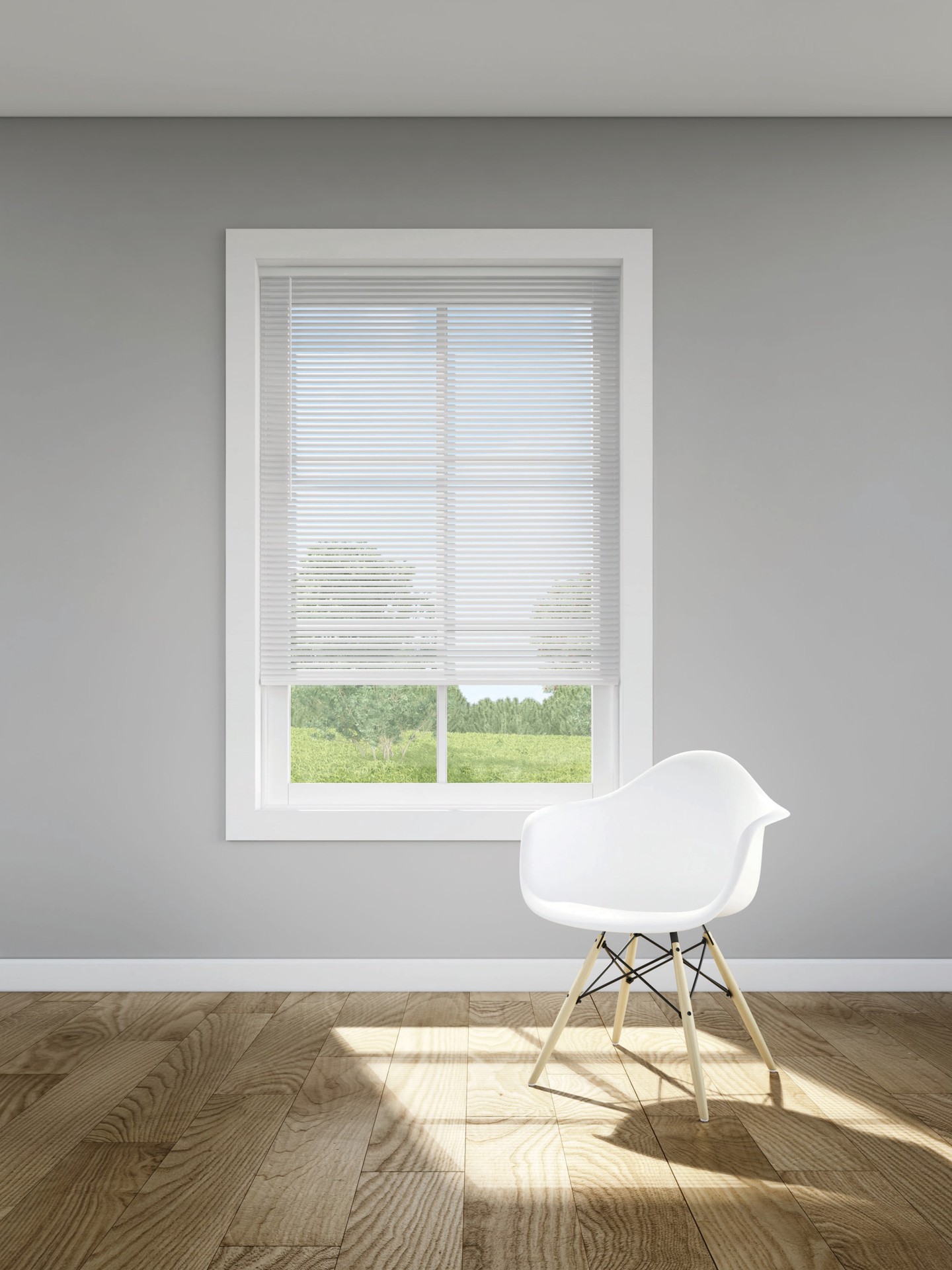 slide 3 of 6, LEVOLOR Trim+Go 1-in Slat Width 35-in x 72-in Cordless White Aluminum Room Darkening Mini-blinds, 1 ct