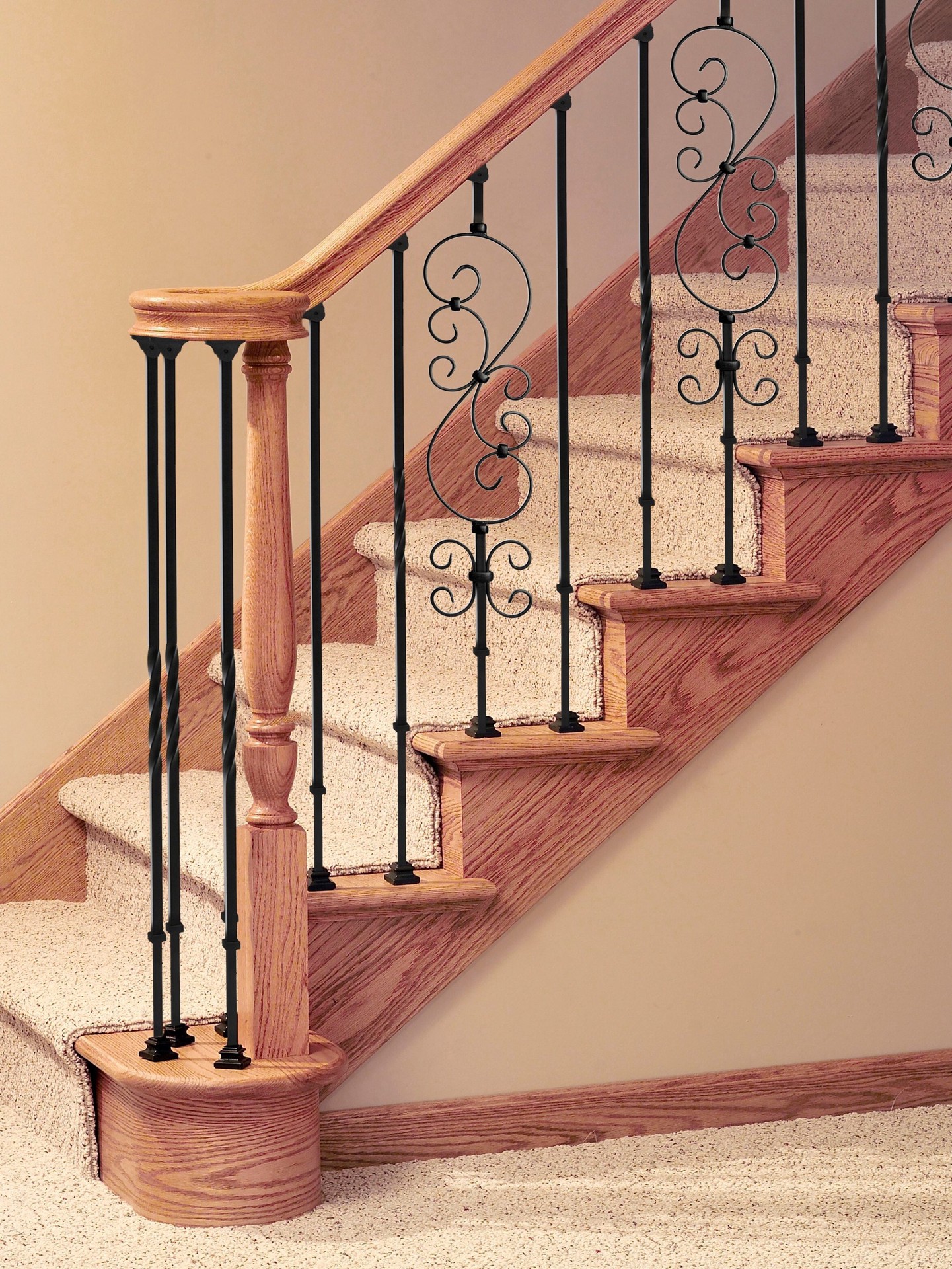 slide 3 of 6, Ole' Iron Slides 32.5-in x 0.5625-in Classic Satin Black Powder Coat Wrought iron Pin top Universal Single twist Stair Baluster, 1 ct