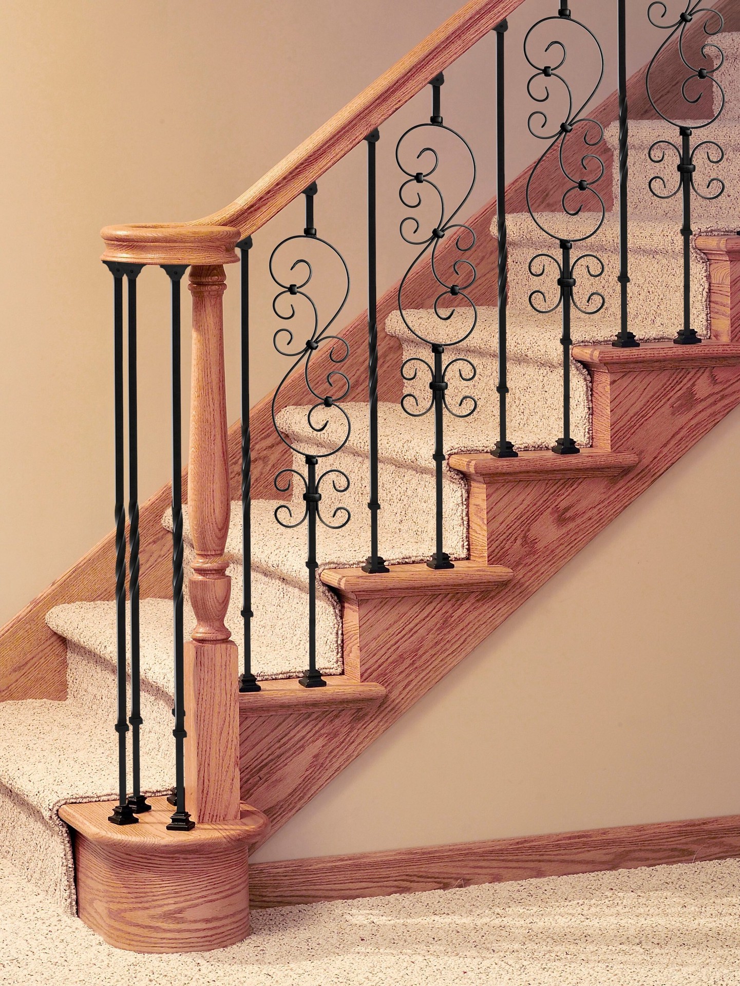 slide 5 of 6, Ole' Iron Slides 32.5-in x 0.5625-in Classic Satin Black Powder Coat Wrought iron Pin top Universal Single twist Stair Baluster, 1 ct