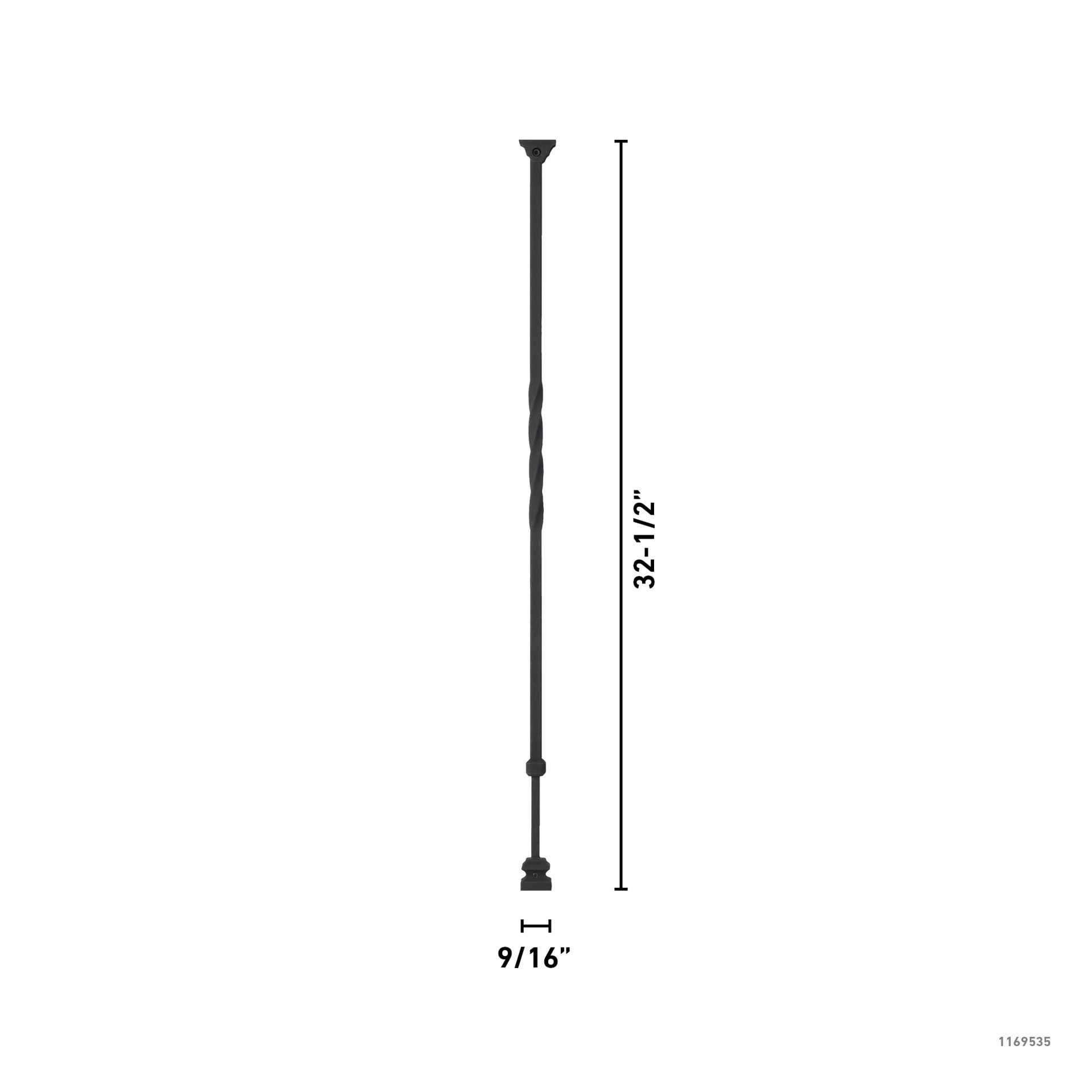 slide 4 of 6, Ole' Iron Slides 32.5-in x 0.5625-in Classic Satin Black Powder Coat Wrought iron Pin top Universal Single twist Stair Baluster, 1 ct