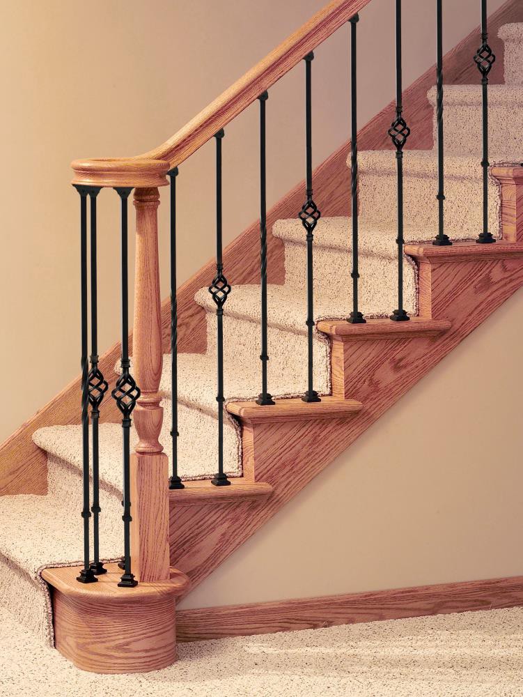 slide 6 of 6, Ole' Iron Slides 32.5-in x 0.5625-in Classic Satin Black Powder Coat Wrought iron Pin top Universal Single twist Stair Baluster, 1 ct