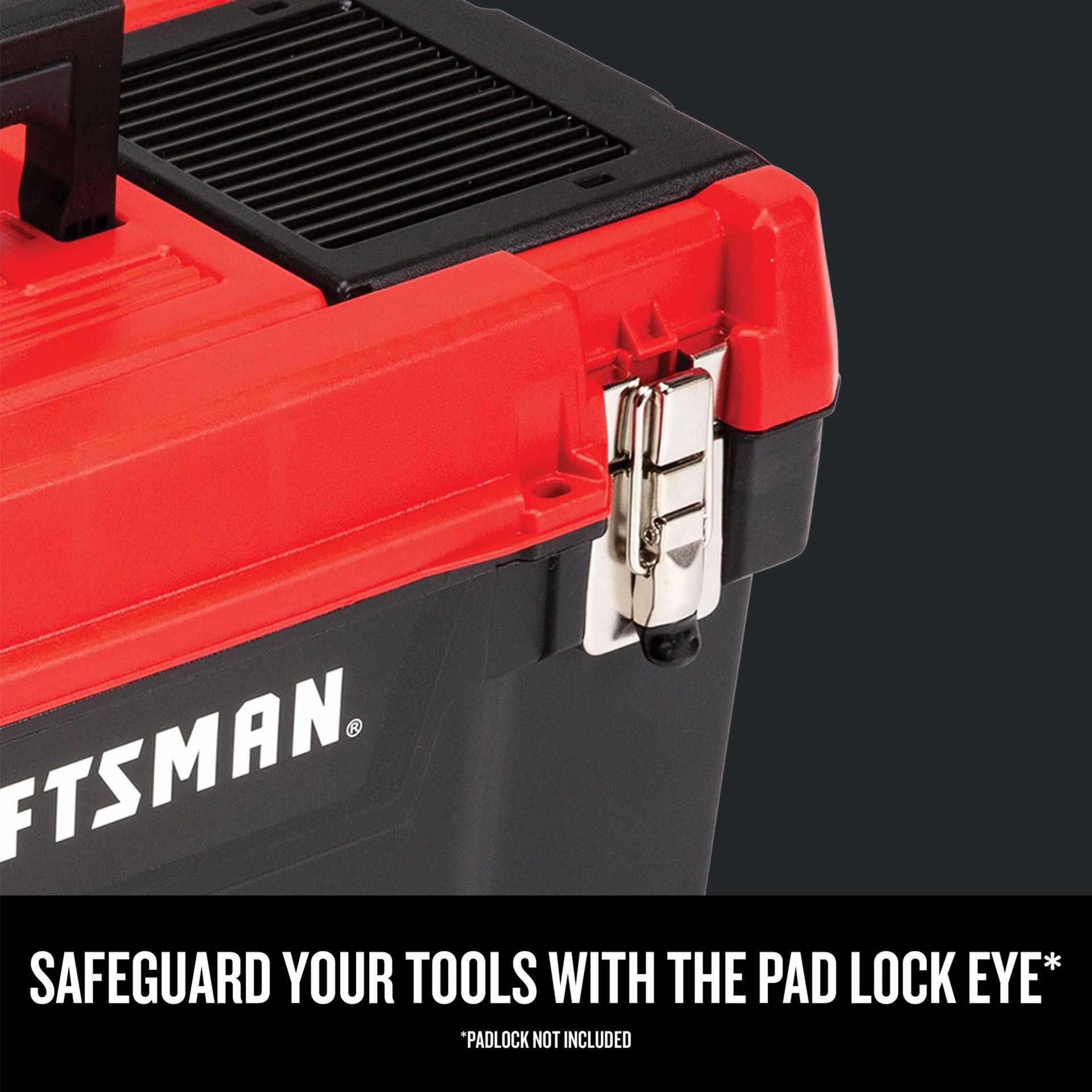 slide 4 of 6, CRAFTSMAN 19.27-in W x 9.75-in H x 9.8-in D Red and Black Plastic Tool Box, 1 ct