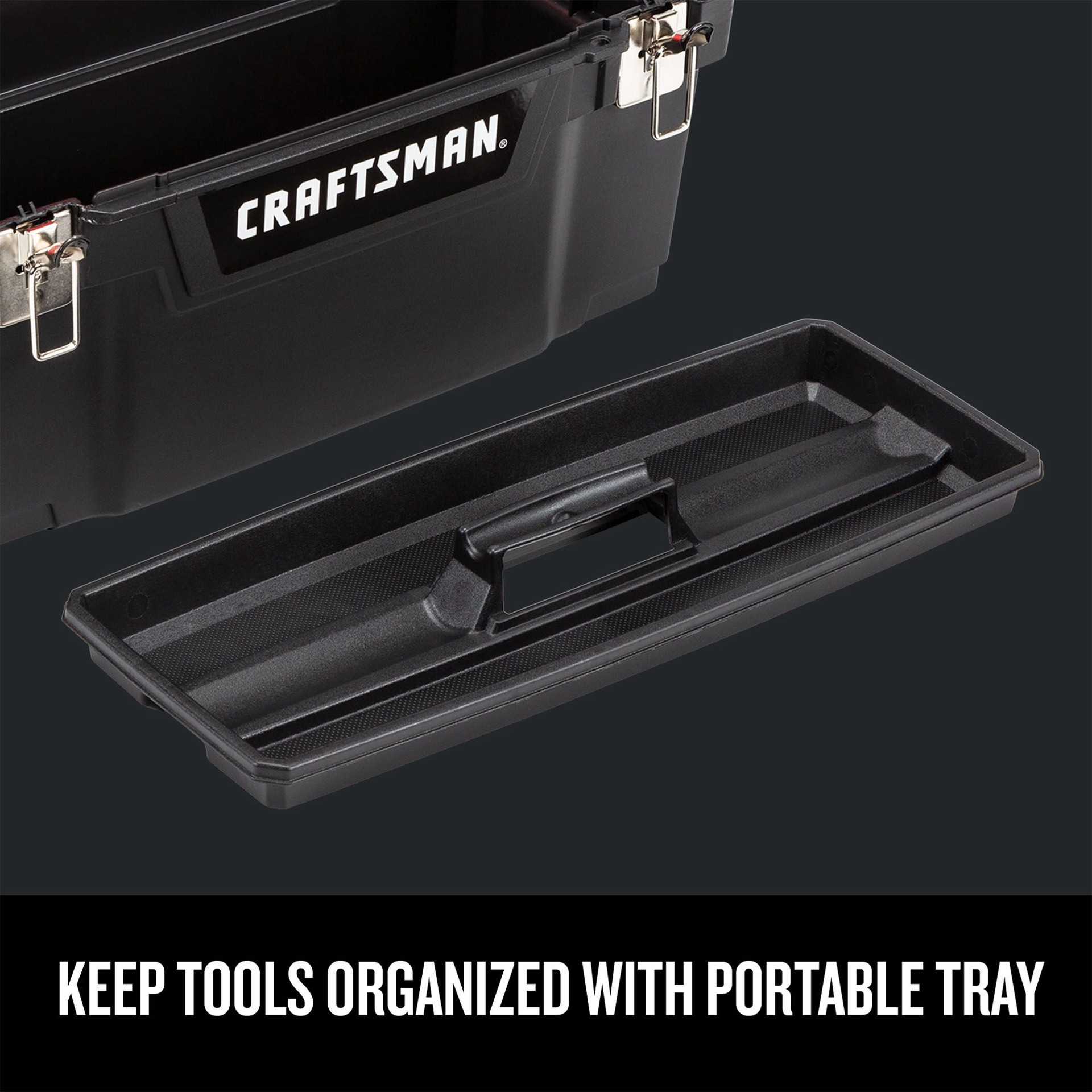 slide 5 of 6, CRAFTSMAN 19.27-in W x 9.75-in H x 9.8-in D Red and Black Plastic Tool Box, 1 ct