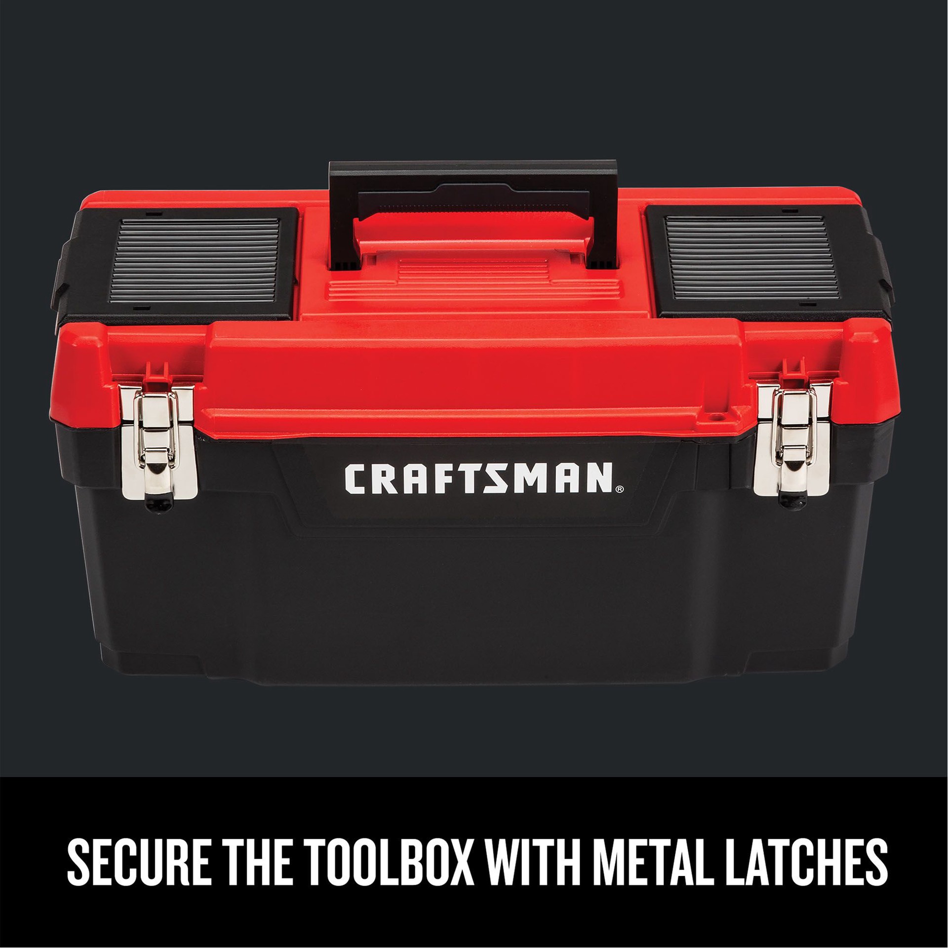 slide 6 of 6, CRAFTSMAN 19.27-in W x 9.75-in H x 9.8-in D Red and Black Plastic Tool Box, 1 ct