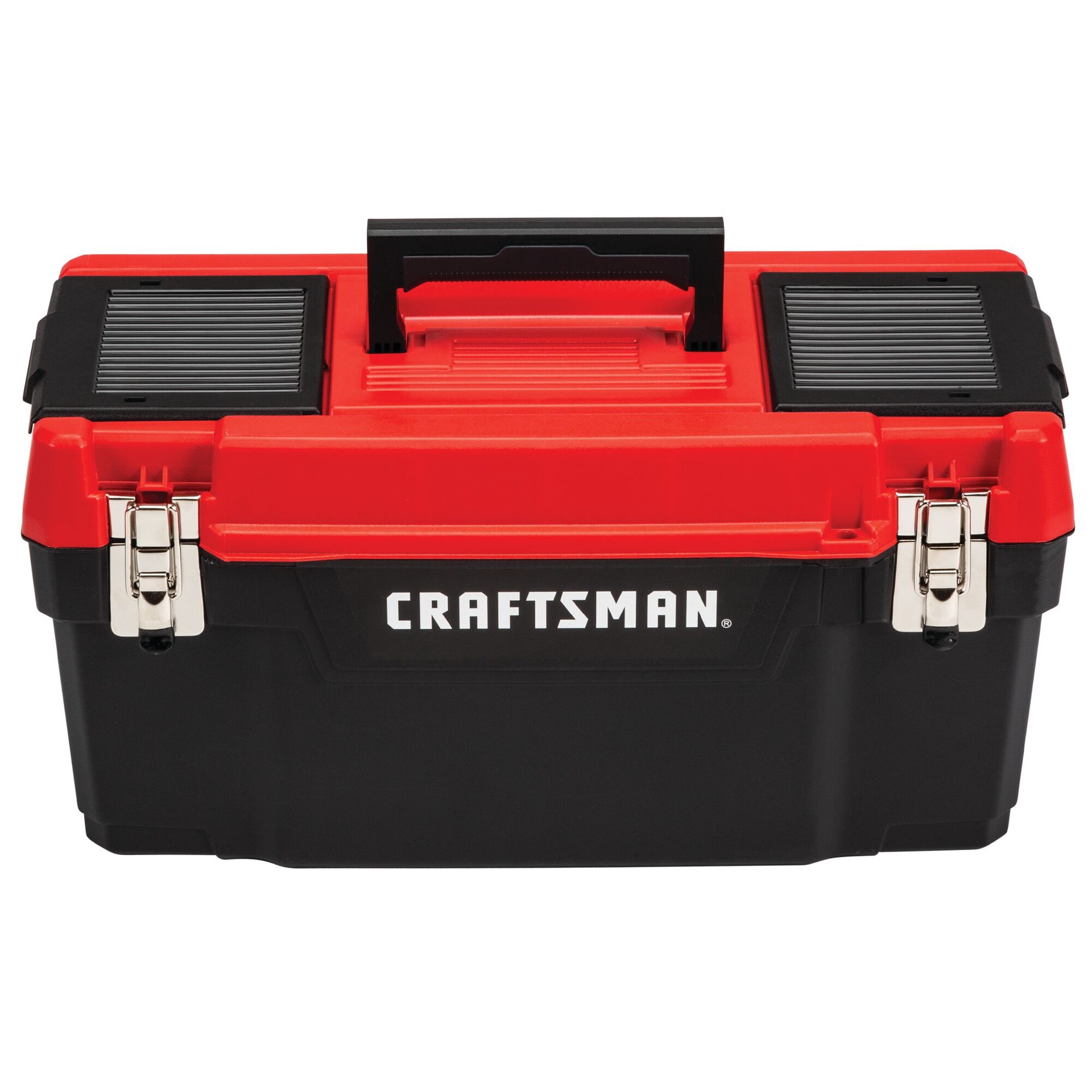 slide 1 of 6, CRAFTSMAN 19.27-in W x 9.75-in H x 9.8-in D Red and Black Plastic Tool Box, 1 ct