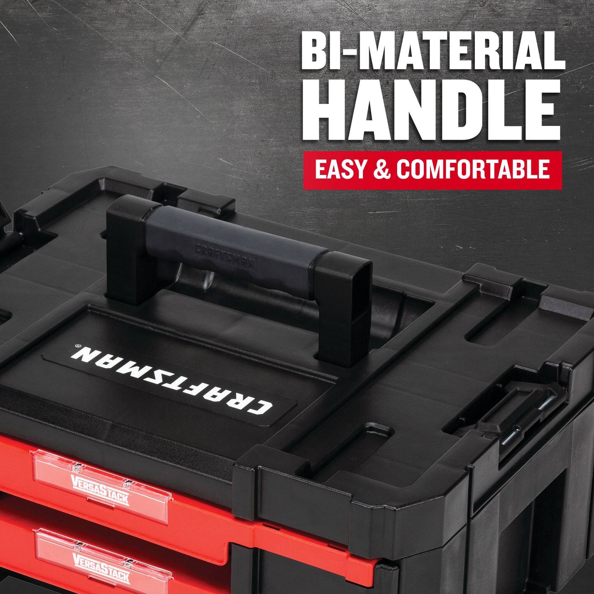 slide 6 of 6, CRAFTSMAN VERSASTACK 17-in W x 6.87-in H x 12.5-in D 2 -Drawer Red and Black Plastic Tool Box, 1 ct