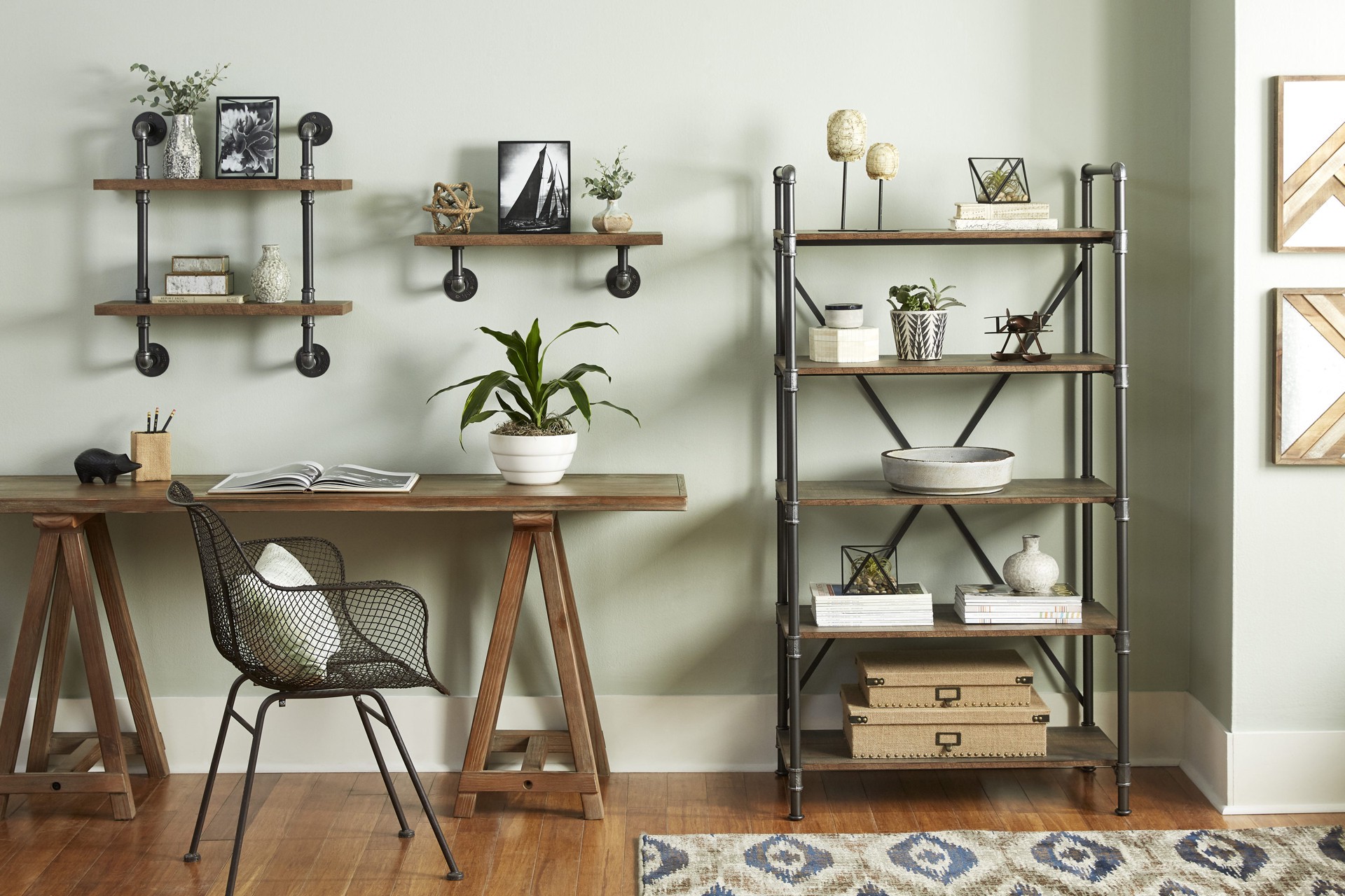 slide 3 of 6, allen + roth 8.0-in D x 23.75-in L Rustic MDF Rectangular Shelf kit, 1 ct