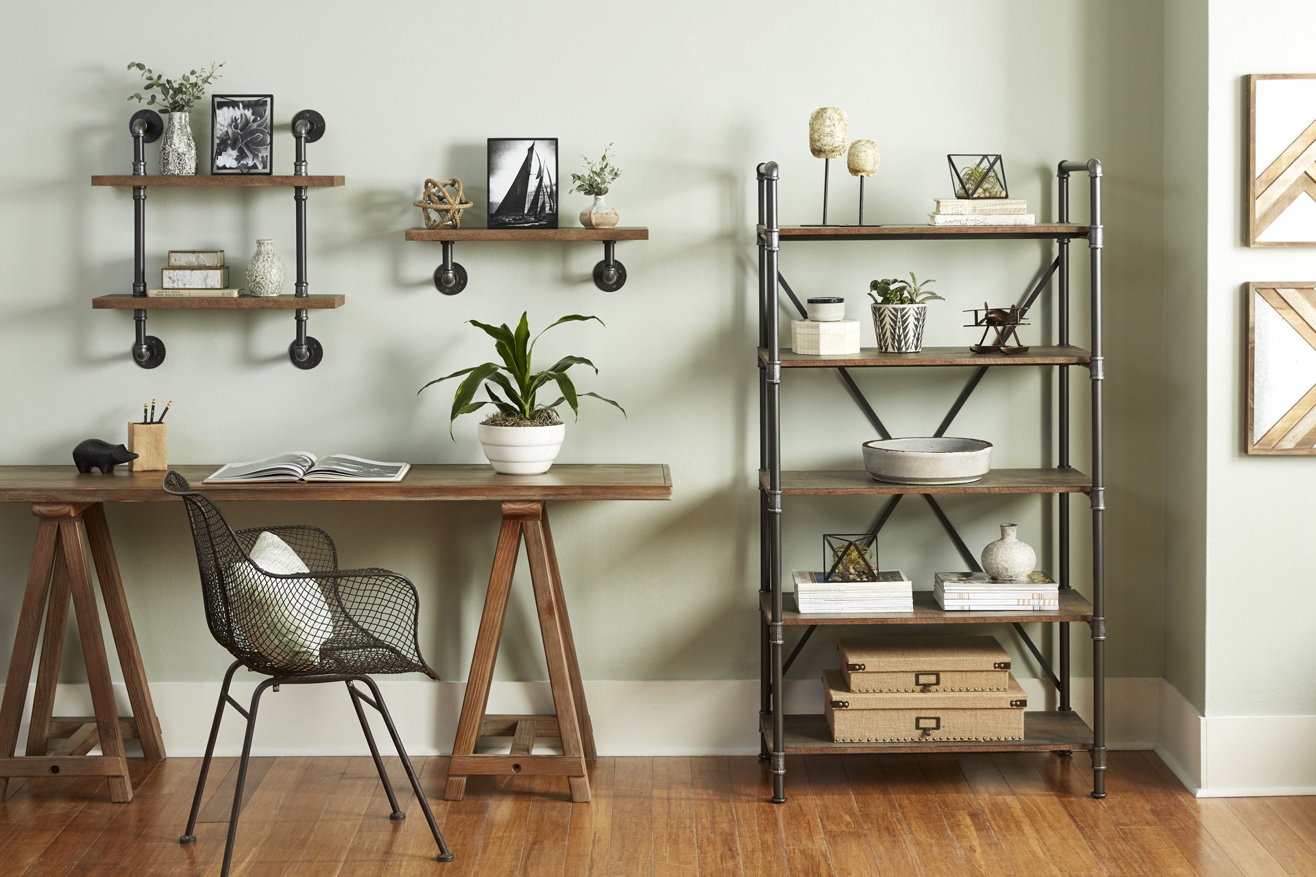 slide 4 of 6, allen + roth 8.0-in D x 23.75-in L Rustic MDF Rectangular Shelf kit, 1 ct