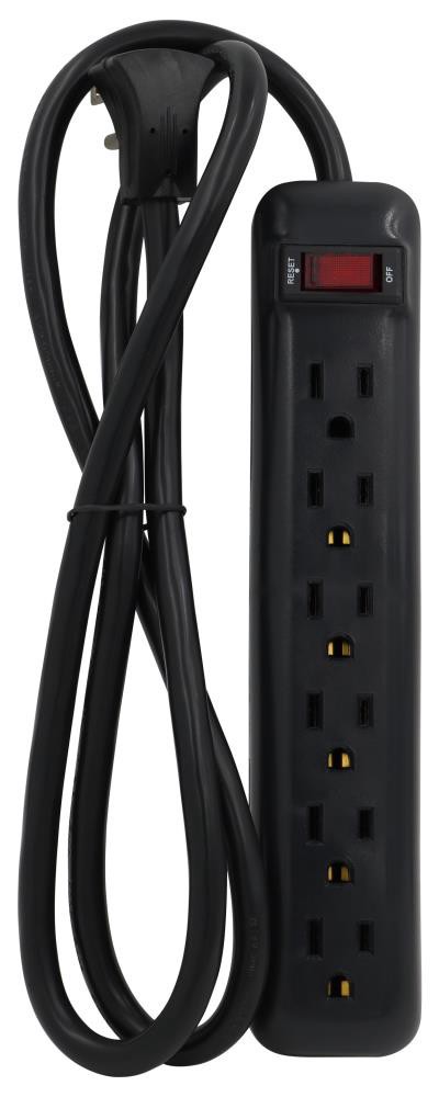 slide 2 of 4, Project Source 4-ft 6 -Outlet Indoor Black Power Strip, 1 ct