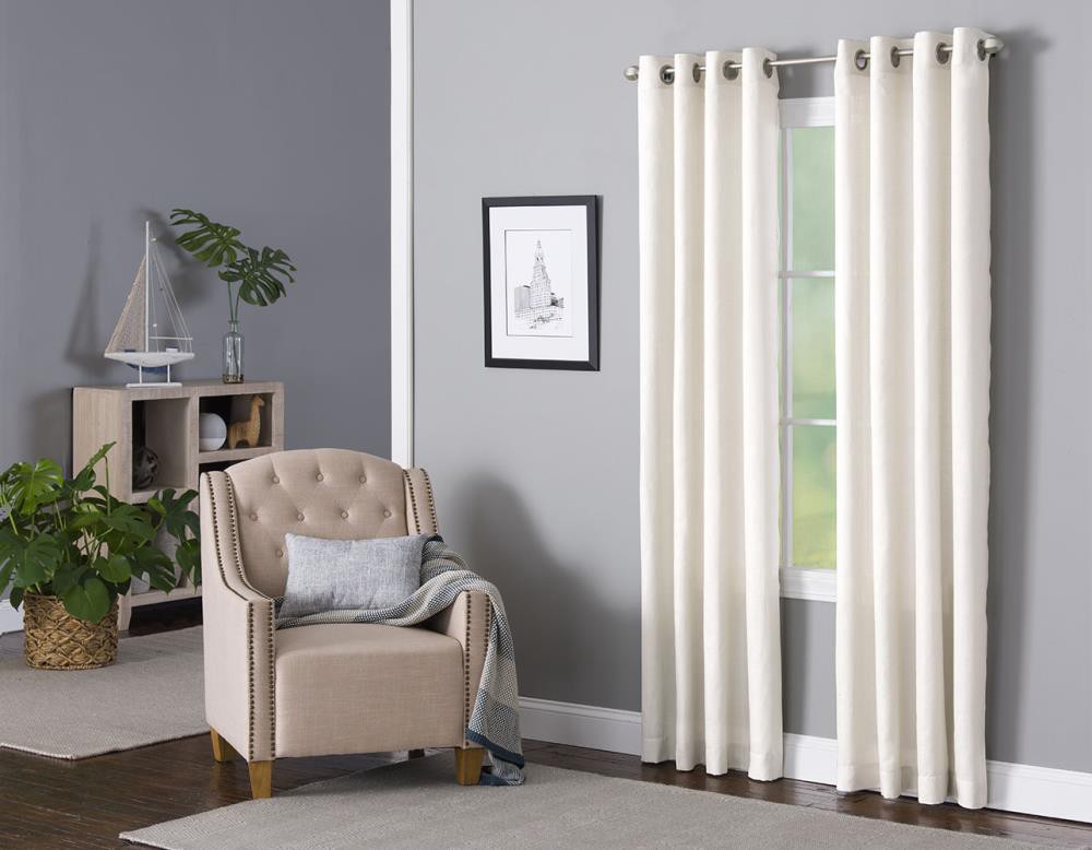 slide 2 of 4, LIVING LOGIC 63-in White Light filtering Grommet Single curtain panel, 1 ct