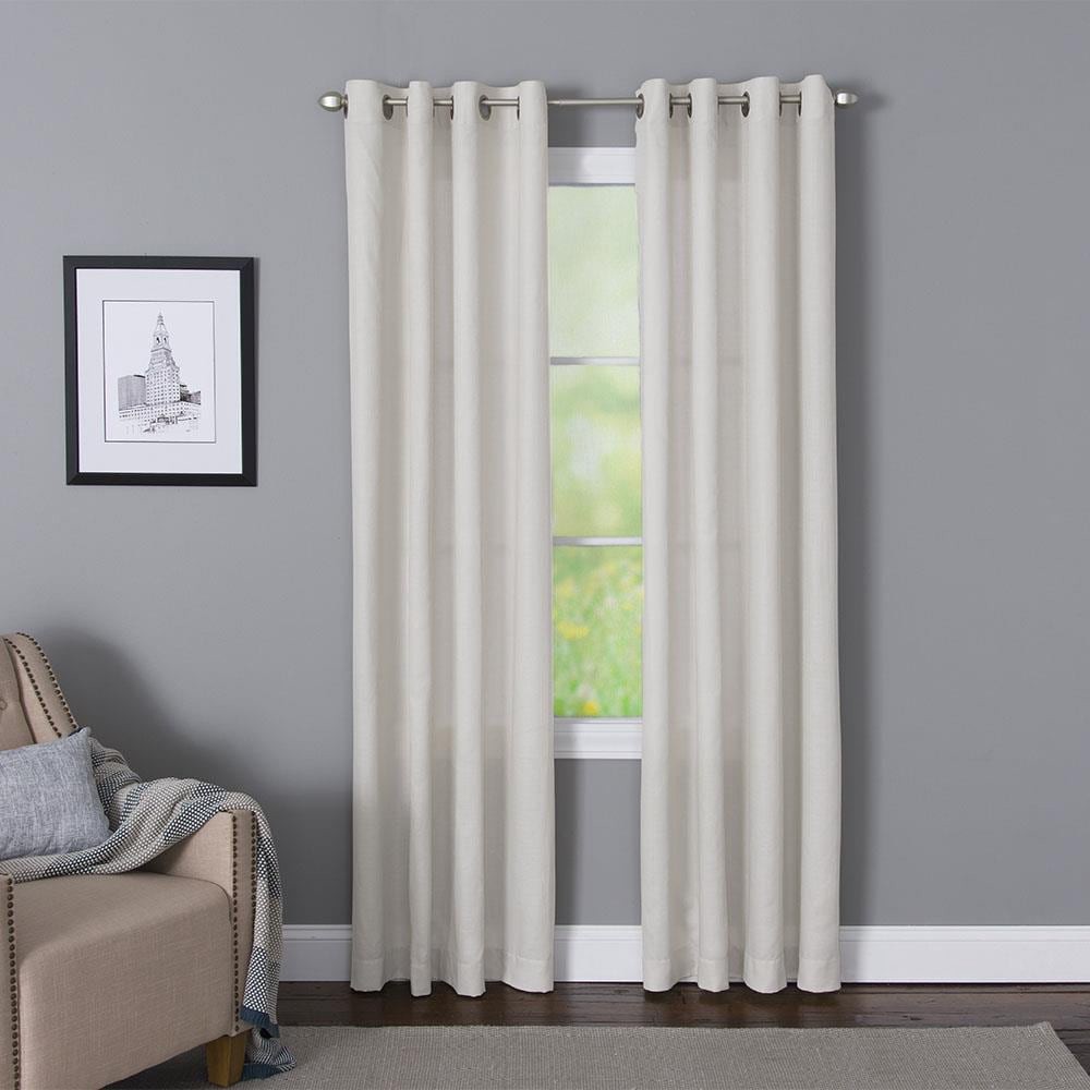 slide 1 of 4, LIVING LOGIC 63-in White Light filtering Grommet Single curtain panel, 1 ct