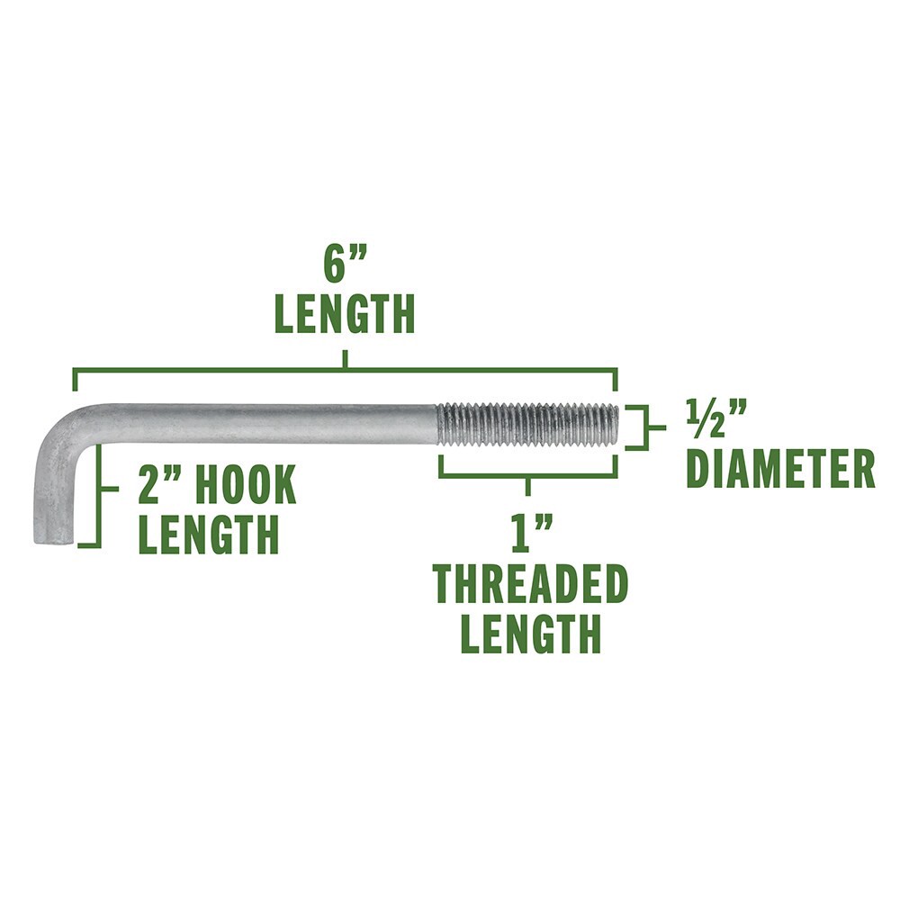 slide 2 of 6, Hillman 1/2-in 1/2-in x 6-in Galvanized Exterior Coarse Thread Anchor Bolt, 1 ct