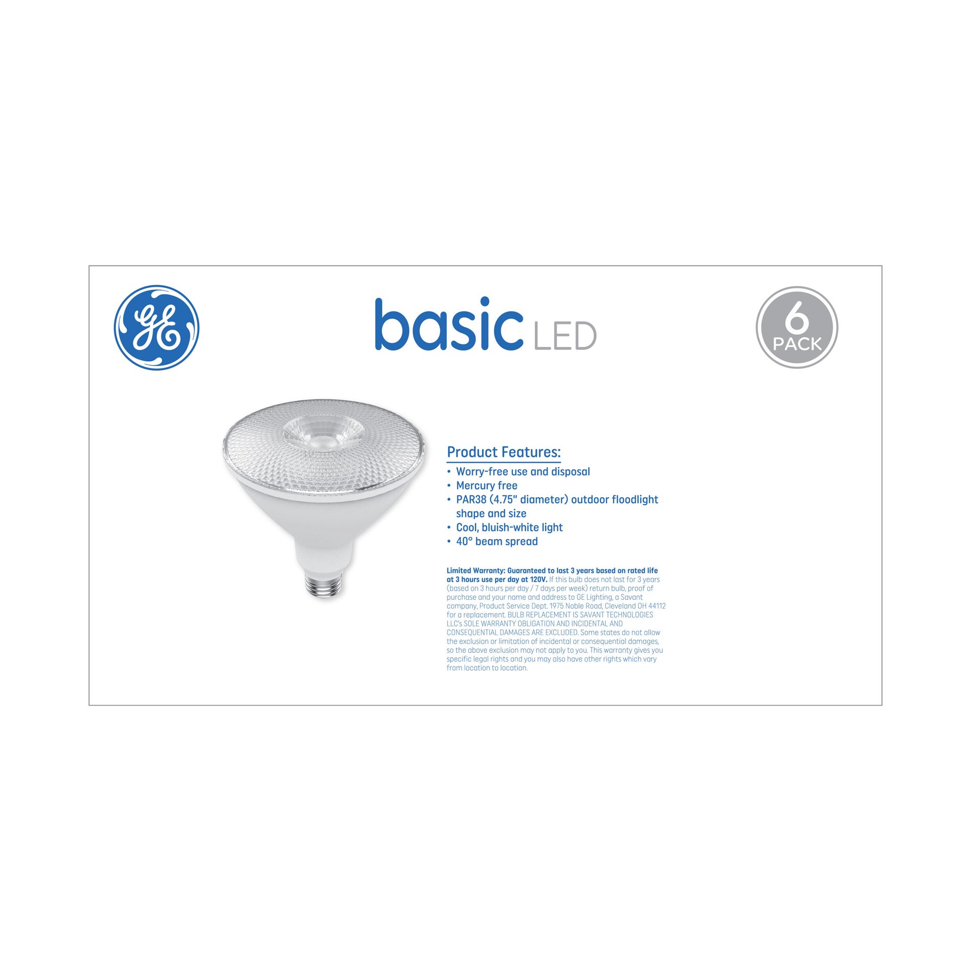 slide 4 of 6, GE 90 -Watt EQ PAR38 Daylight Medium base (E-26) Dimmable LED Spot Flood Light Bulb 6 -Pack, 1 ct