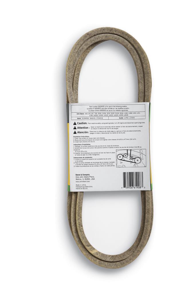 slide 2 of 4, John Deere 1/2-in x 103.875-in Deck/Drive Belt, for 42-in Riding Mower/Tractors, Replaces OEM Part Number Gx20072 / Uc32283, 1 ct