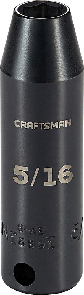 slide 1 of 6, CRAFTSMAN Standard (SAE) 3/8-in Drive 5/16-in 6-point Impact Socket Individual, 1 ct