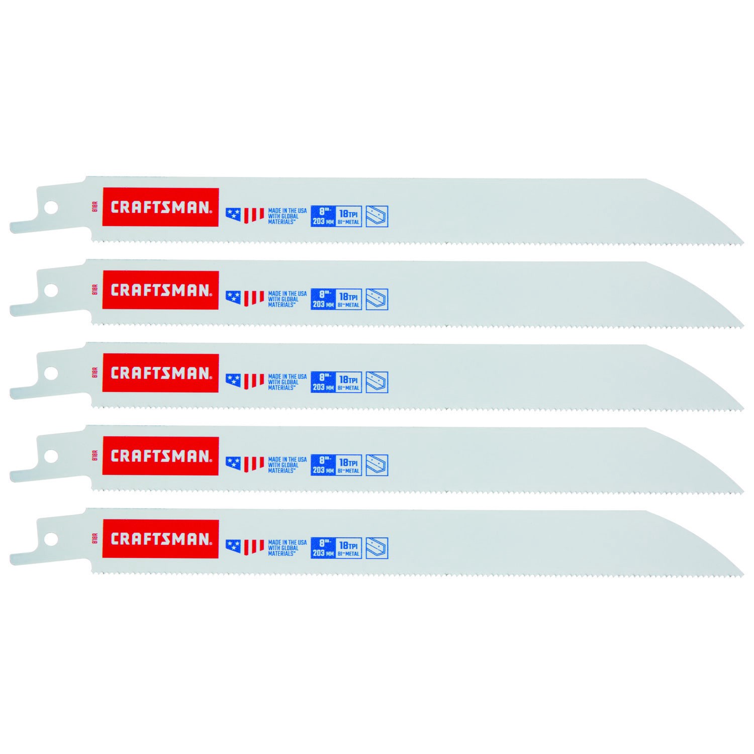 slide 1 of 3, CRAFTSMAN Bi-metal 8-in 18 TPI Metal cutting Reciprocating Saw Blade 5 -Pack, 1 ct