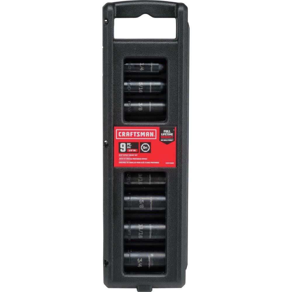 slide 4 of 6, CRAFTSMAN 9 -Piece Standard (SAE) 3/8-in Drive Set 6-point Impact Socket Set, 1 ct