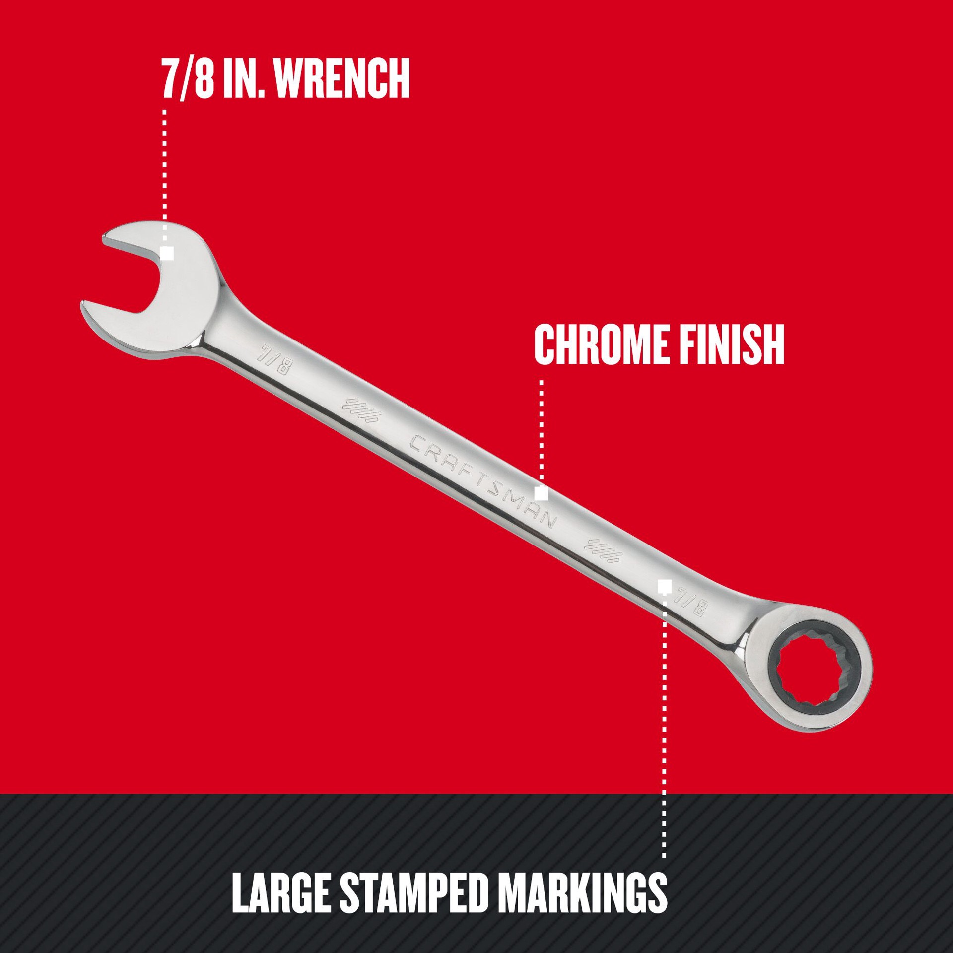 slide 2 of 6, CRAFTSMAN 7/8-in Standard (SAE) Ratchet Wrench, 1 ct
