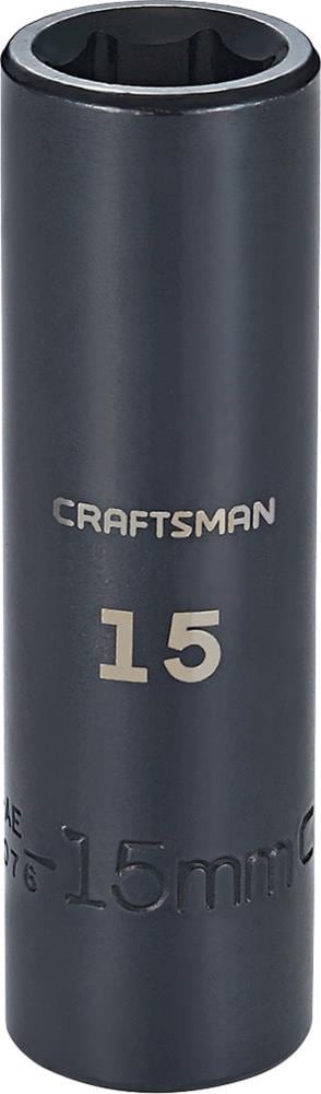 slide 1 of 6, CRAFTSMAN Metric 1/2-in Drive 15mm 6-point Impact Socket Individual, 1 ct