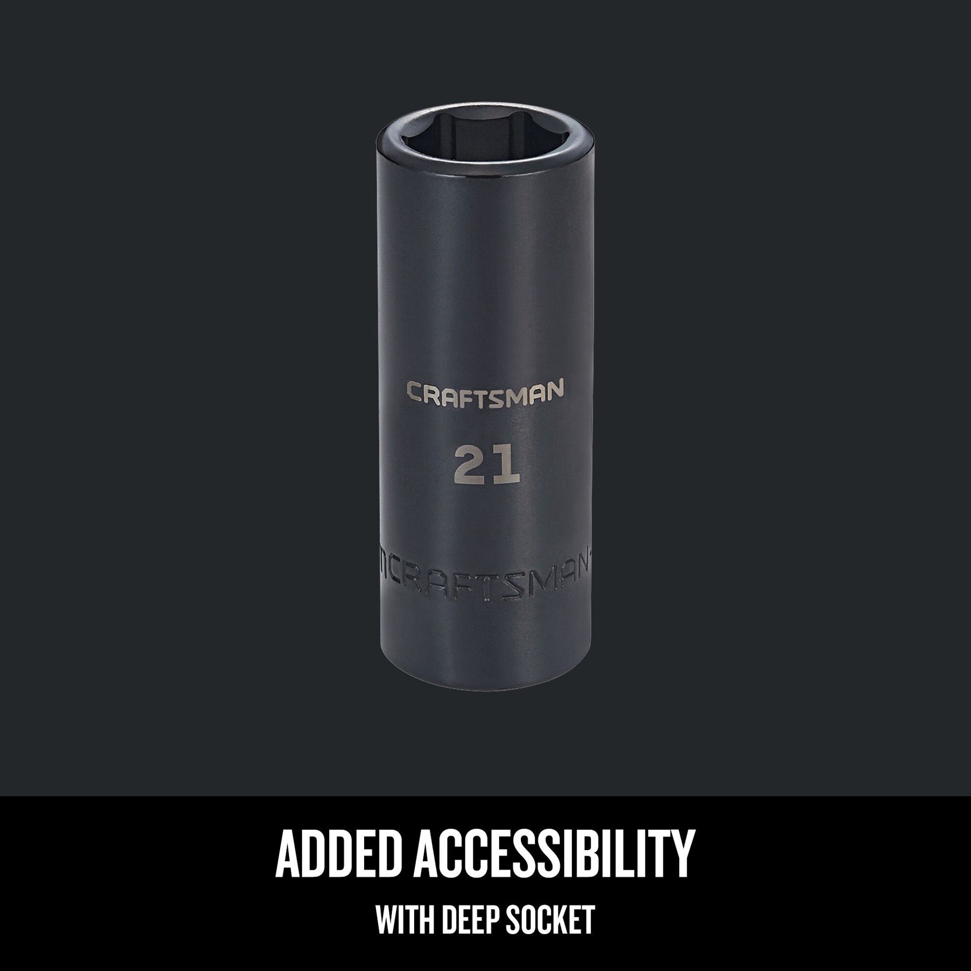 slide 4 of 6, CRAFTSMAN Metric 1/2-in Drive 21mm 6-point Impact Socket Individual, 1 ct