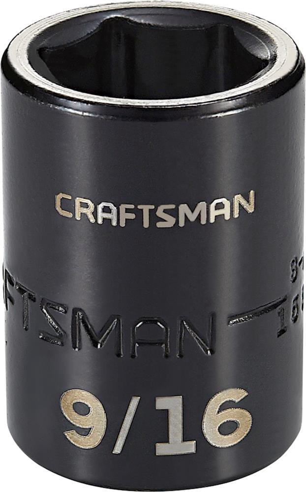 slide 1 of 6, CRAFTSMAN Standard (SAE) 3/8-in Drive 9/16-in 6-point Impact Socket Individual, 1 ct
