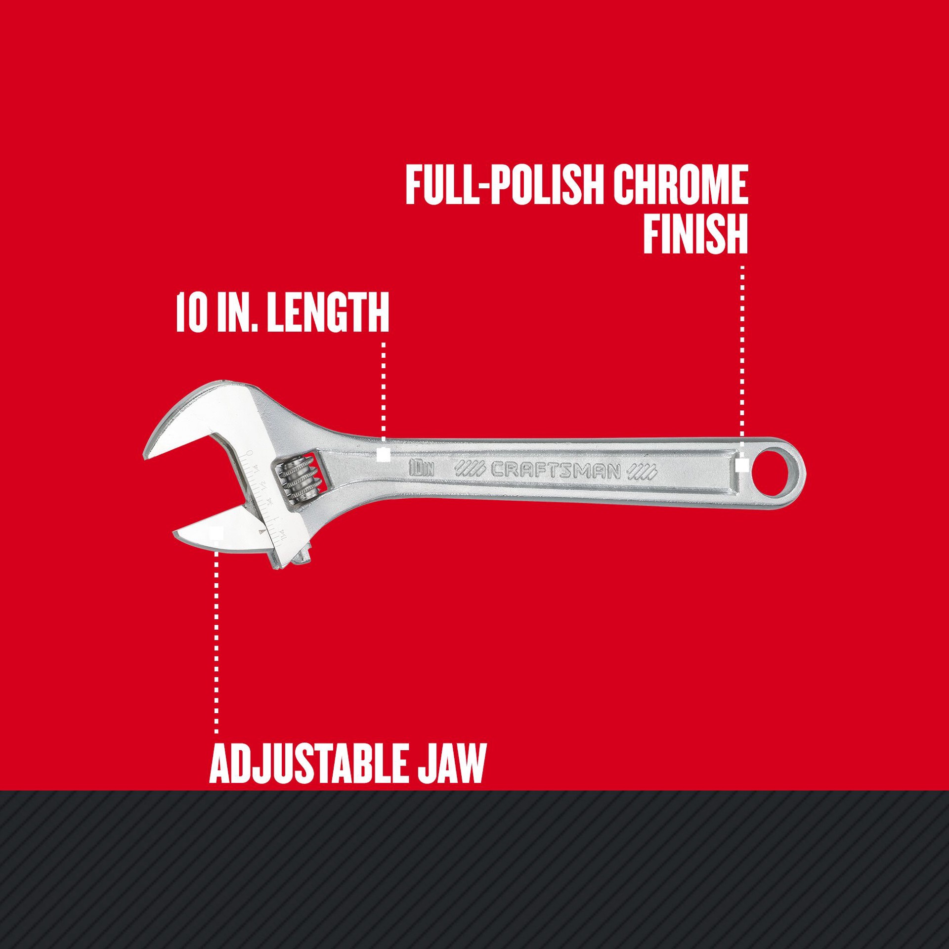 slide 2 of 5, CRAFTSMAN 10-in Adjustable Wrench, 1 ct