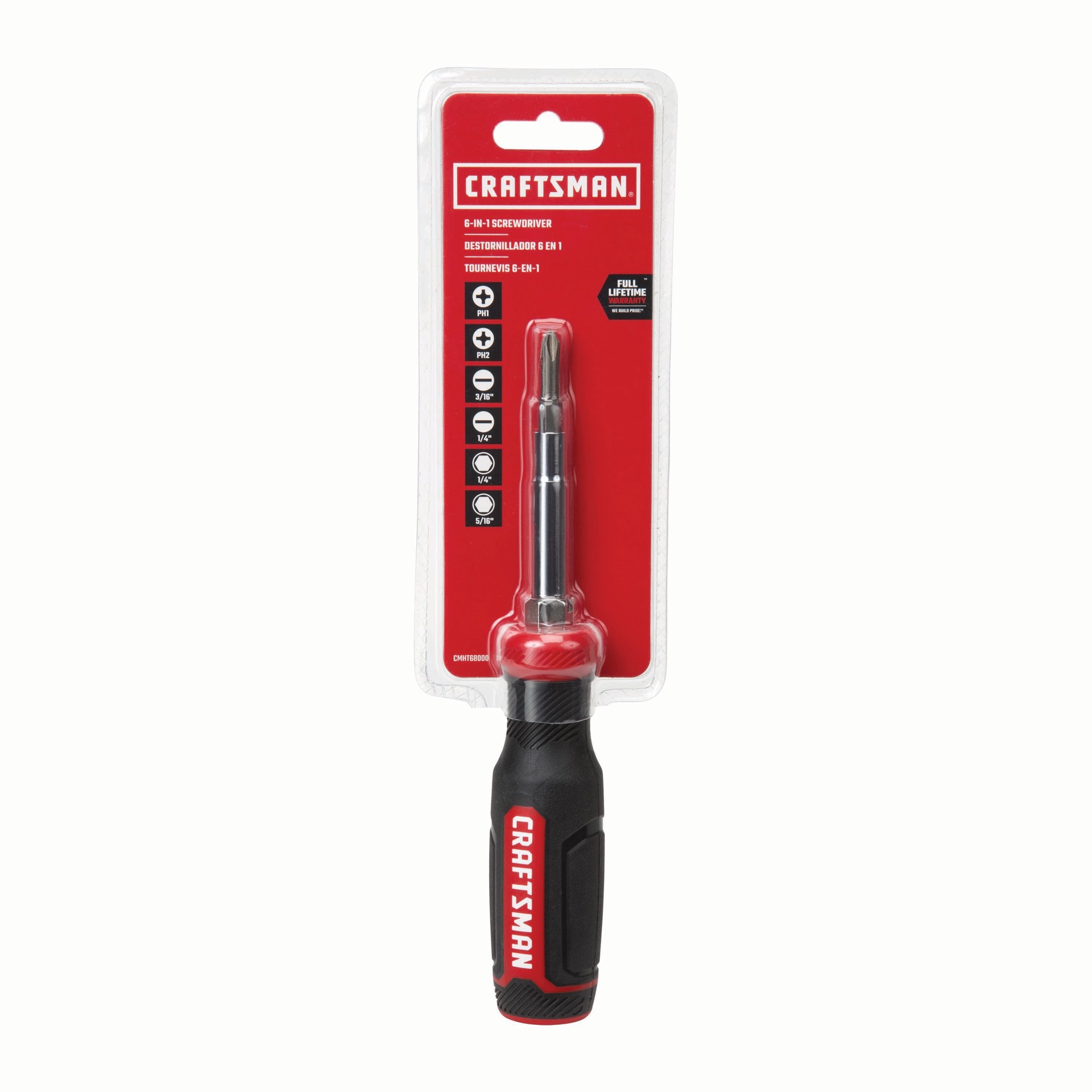 slide 6 of 6, CRAFTSMAN 6 -Piece 3-1/2-in Multi-Bit Screwdriver, 1 ct