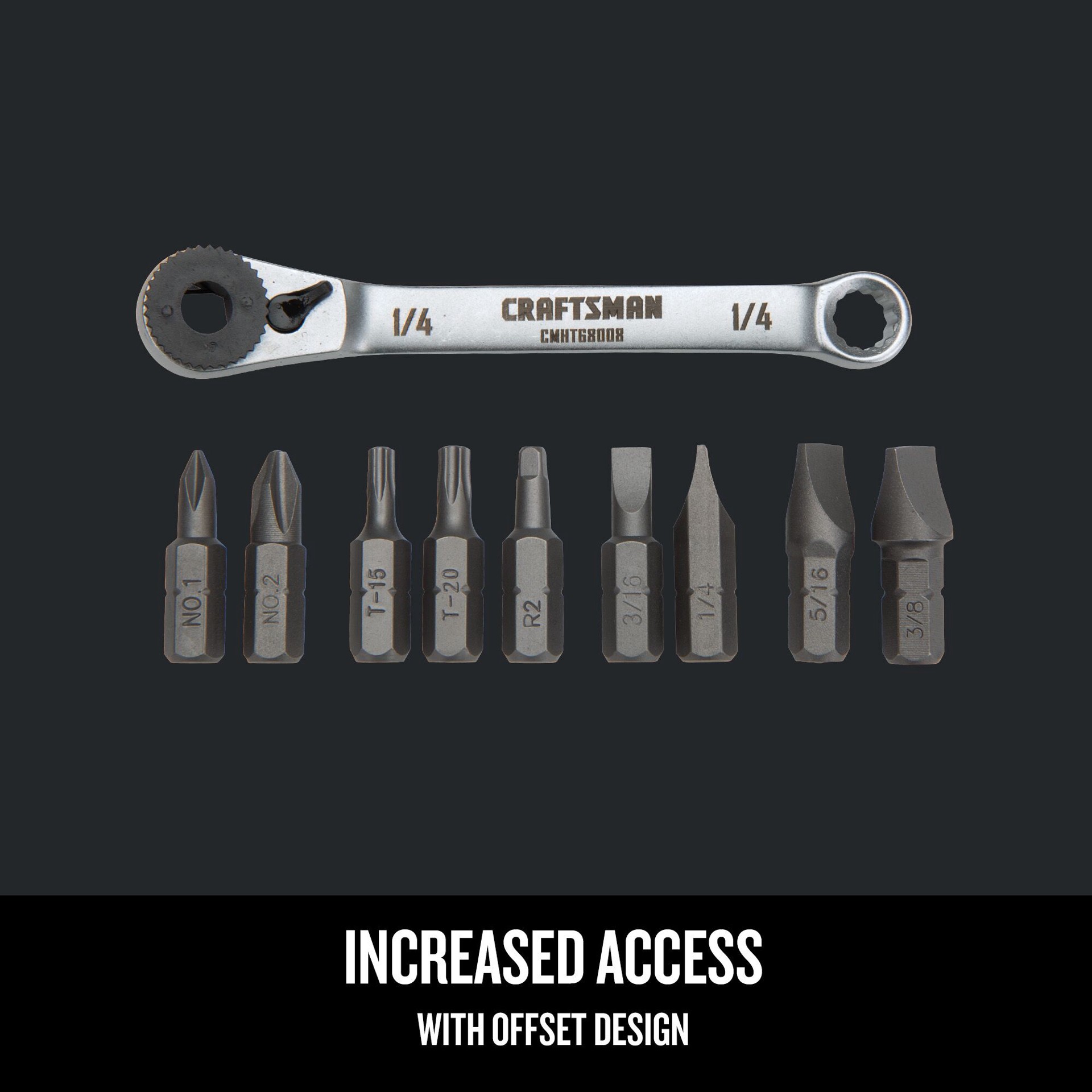 slide 4 of 6, CRAFTSMAN 10 -Piece 3-in Ratcheting Multi-Bit Screwdriver Set, 1 ct