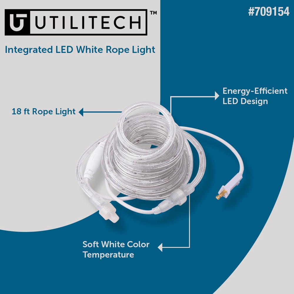 slide 3 of 6, Utilitech Indoor/Outdoor Integrated LED Soft White Rope Light, 1 ct